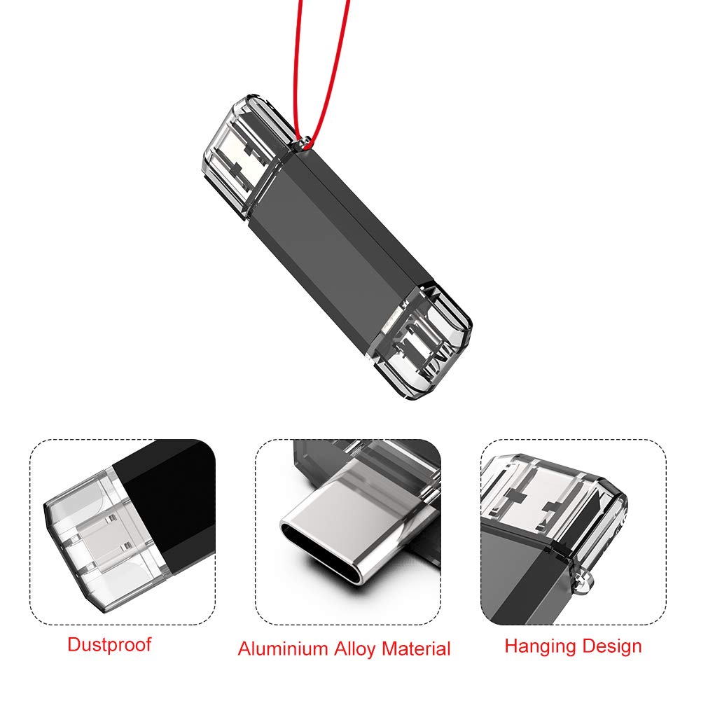 Vansuny 128Gb Type C Flash Drive 2 In 1 Otg Usb 3.0 + Usb C Memory Stick With Keychain Dual Thumb Photo Stick Jump Drive For Android Smartphone, Computers, Macbook, Tablets, Pc