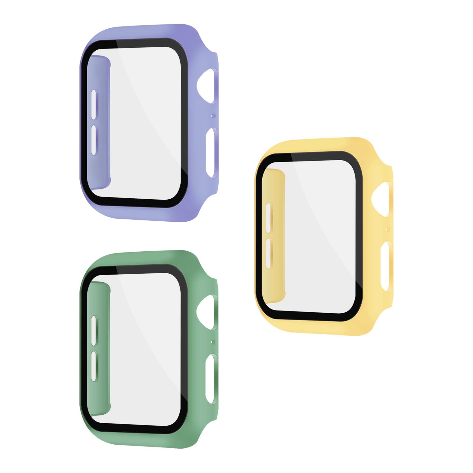 XFEN 3-Pack Case with Screen Protector for Apple Watch 44mm SE Series 6/5/4 - Lavender/Mint(Sage)/Lemon