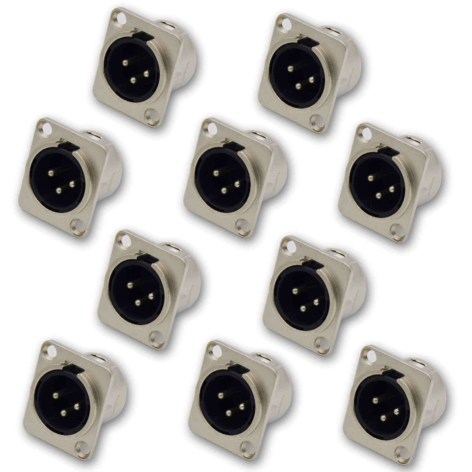 Czyuntuo Xlr Panel Mounting Male,3 Pin Connectors Xlr Patch Panel Jack Metal   D Series Size Mic Jacks Connector Input Ends For