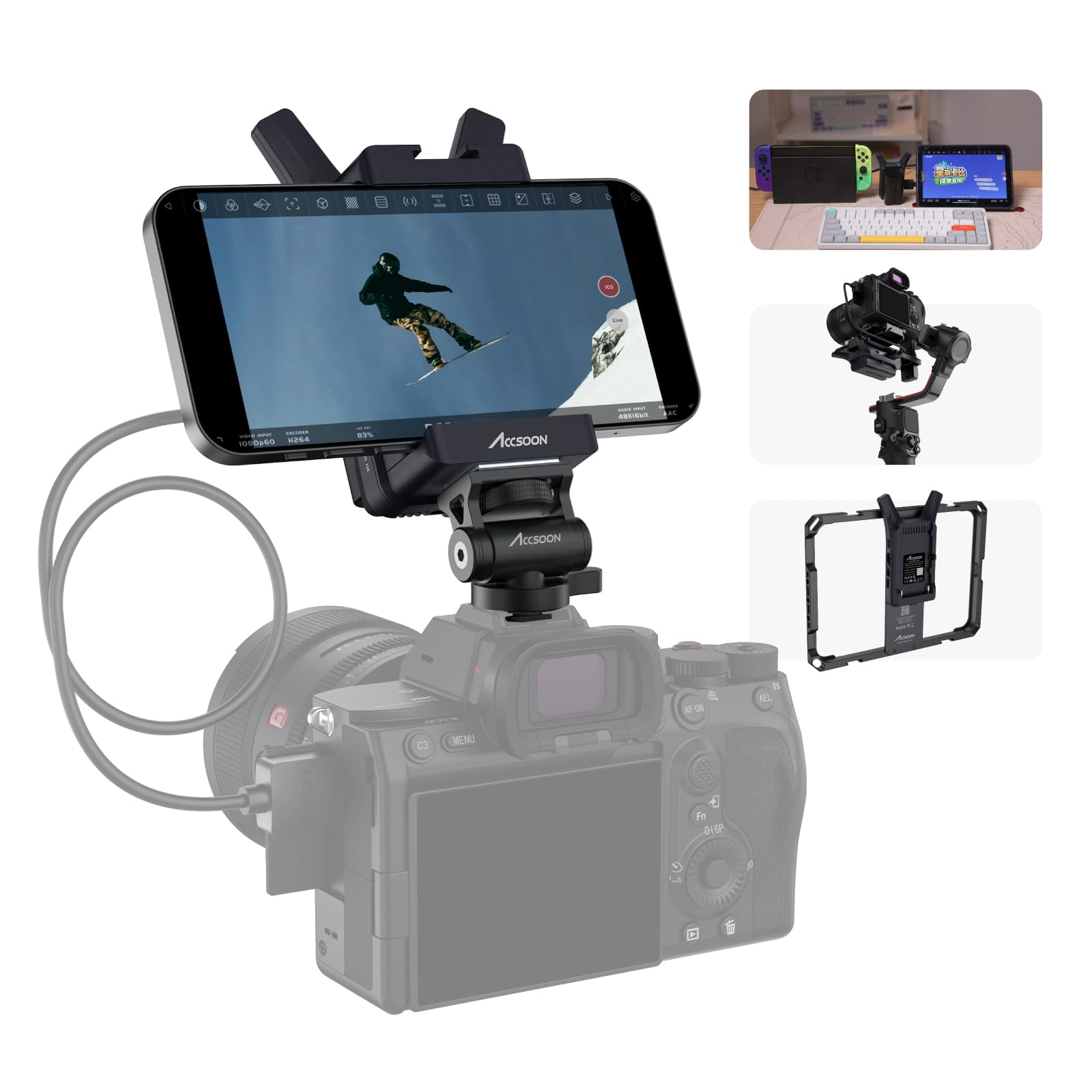 Accsoon Mini Cineview Nano Wireless Video Transmitter, 5G Hdmi Wireless Video Transmission System For Dslr, Dji Rs2/Rs3/Rs3 Pro Gimbal/Switch, 500 Ft &0.06 S Low Latency, 4 App Real Time Monitoring