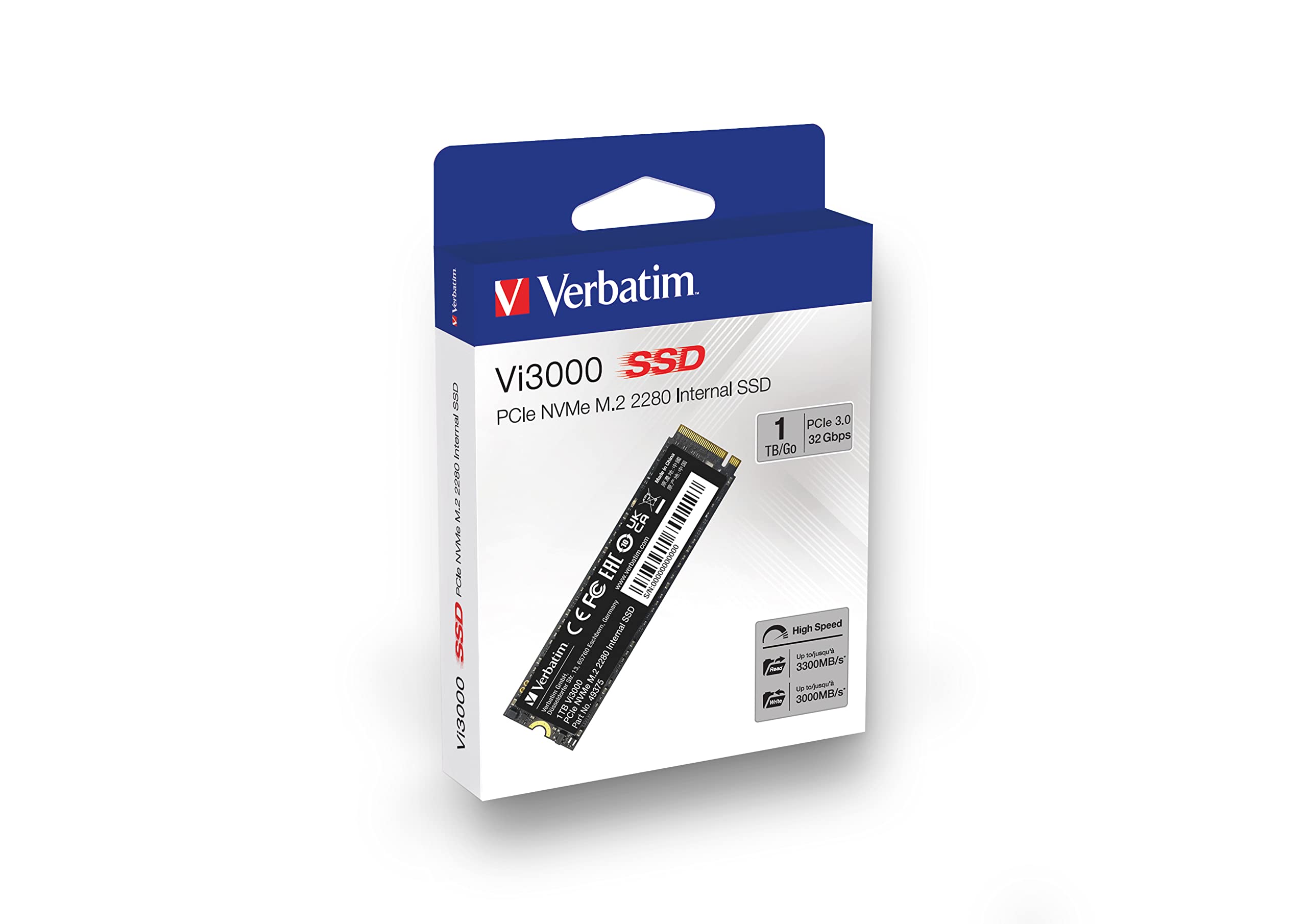 Verbatim 1Tb Ssd Vi3000 Internal Solid State Hard Drive Pcie Nvme M.2 2280