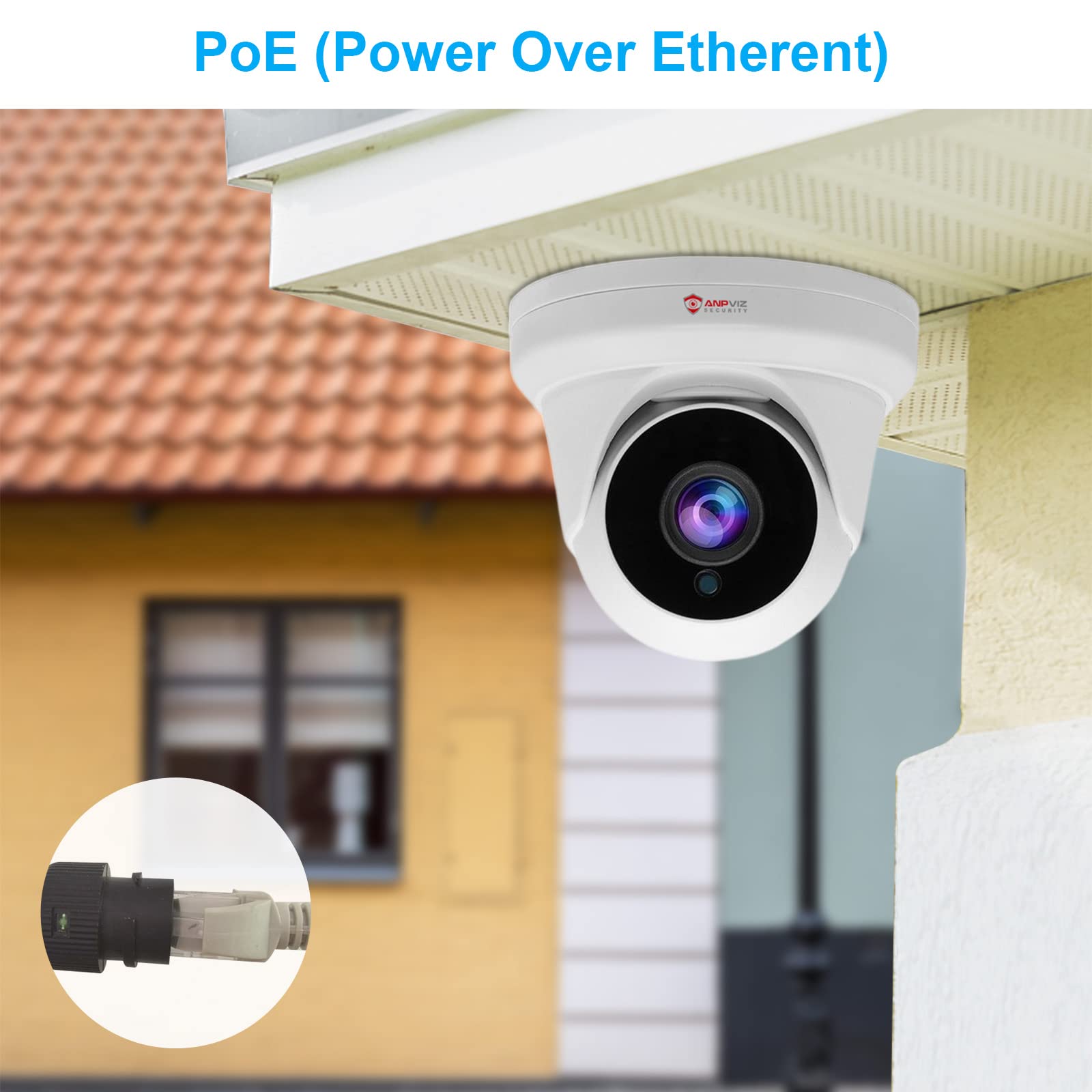 Anpviz 4Mp Poe Ip Turret Camera With Microphone/Audio, Ip Security Camera Outdoor Indoor, Night Vision 50Ft, Waterproof Ip66, 10