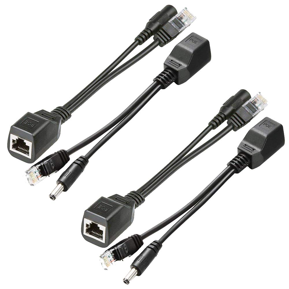 Icreatin Passive Poe Injector And Splitter Power Over Ethernet Kit With 5.5X2.1 Mm Dc Plug For Ip Security Camera  2 Pairs