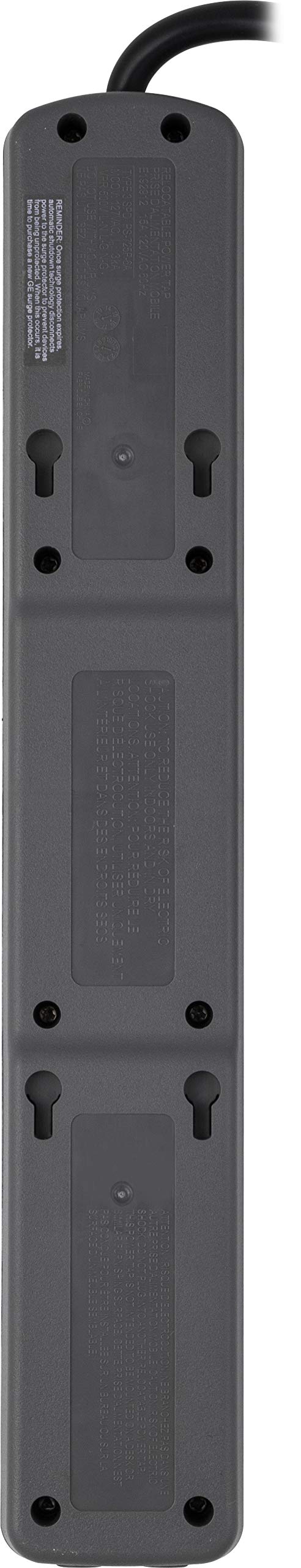 Ge Pro 7 Outlet Surge Protector, 2 Usb Ports, 3 Ft Power Cord, 1300 Joules, Flat Plug, Twist To Close Safety Covers, Indicator L