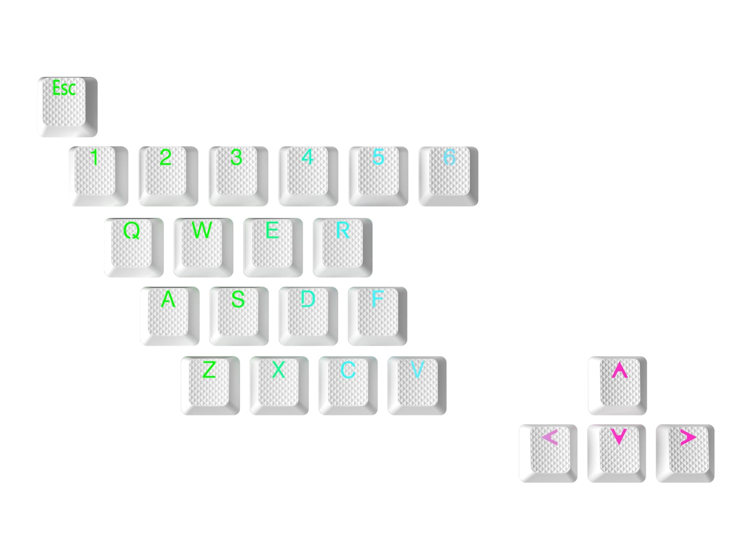 Geeky Rubberized Keycap Set | Double Shot Translucent | Abs + Tpr | Oem Profile For Mechanical Gaming Keyboard (White, 23 Keys)