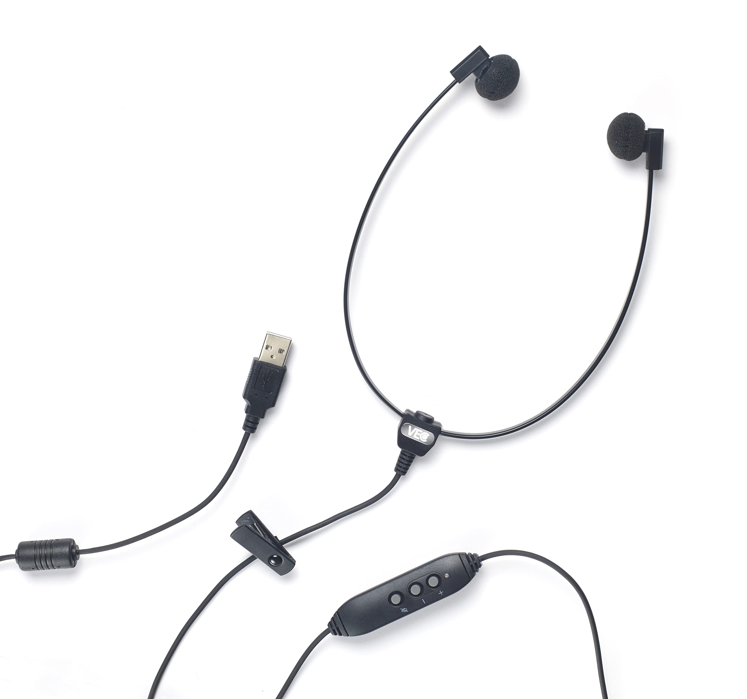Twin Speaker Stereo Multimedia USB Headset, Built-in Mic, Volume Control with Mic Mute button, 10 FT cord, USB Plug