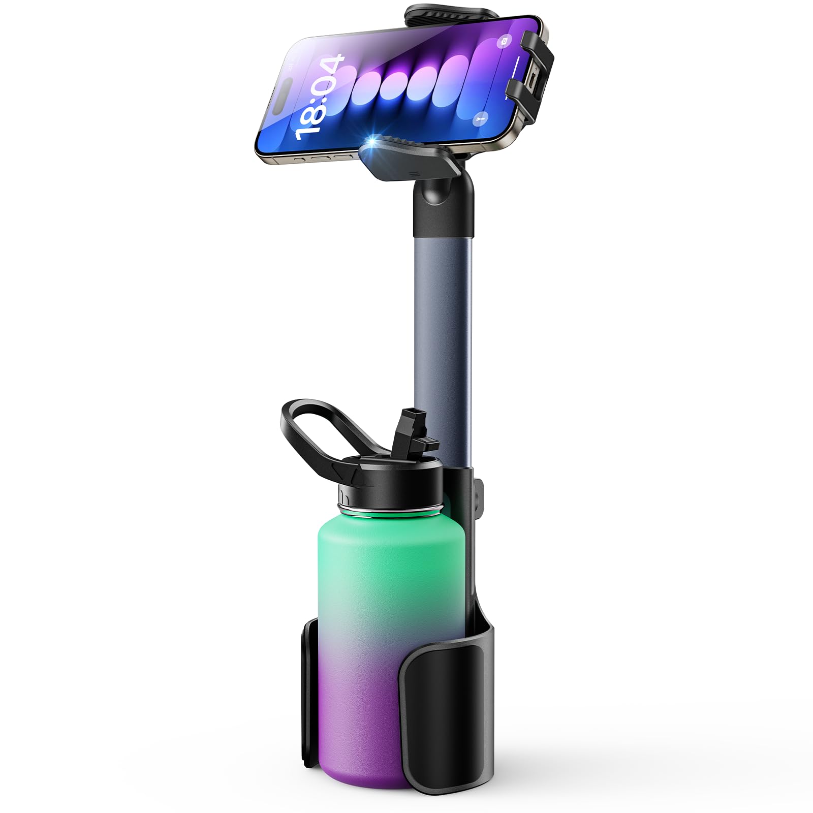 Tazeni 2 In 1 Cup Holder Cell Phone Holder Mount For Car Aluminum Alloy Rod Cup Phone Holder For Car Bottle Free Cupholder Cellp