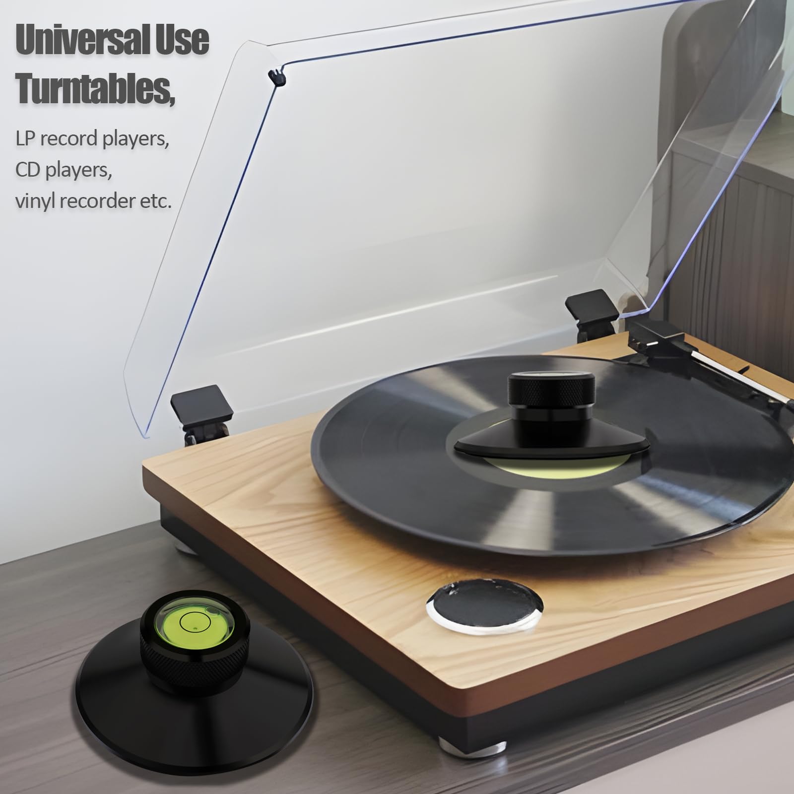 Audiophile Record Weight Stabilizer Aluminum Turntable Weight With Bubble Level And Protective Soft Base Pad Lp Record Player Vi