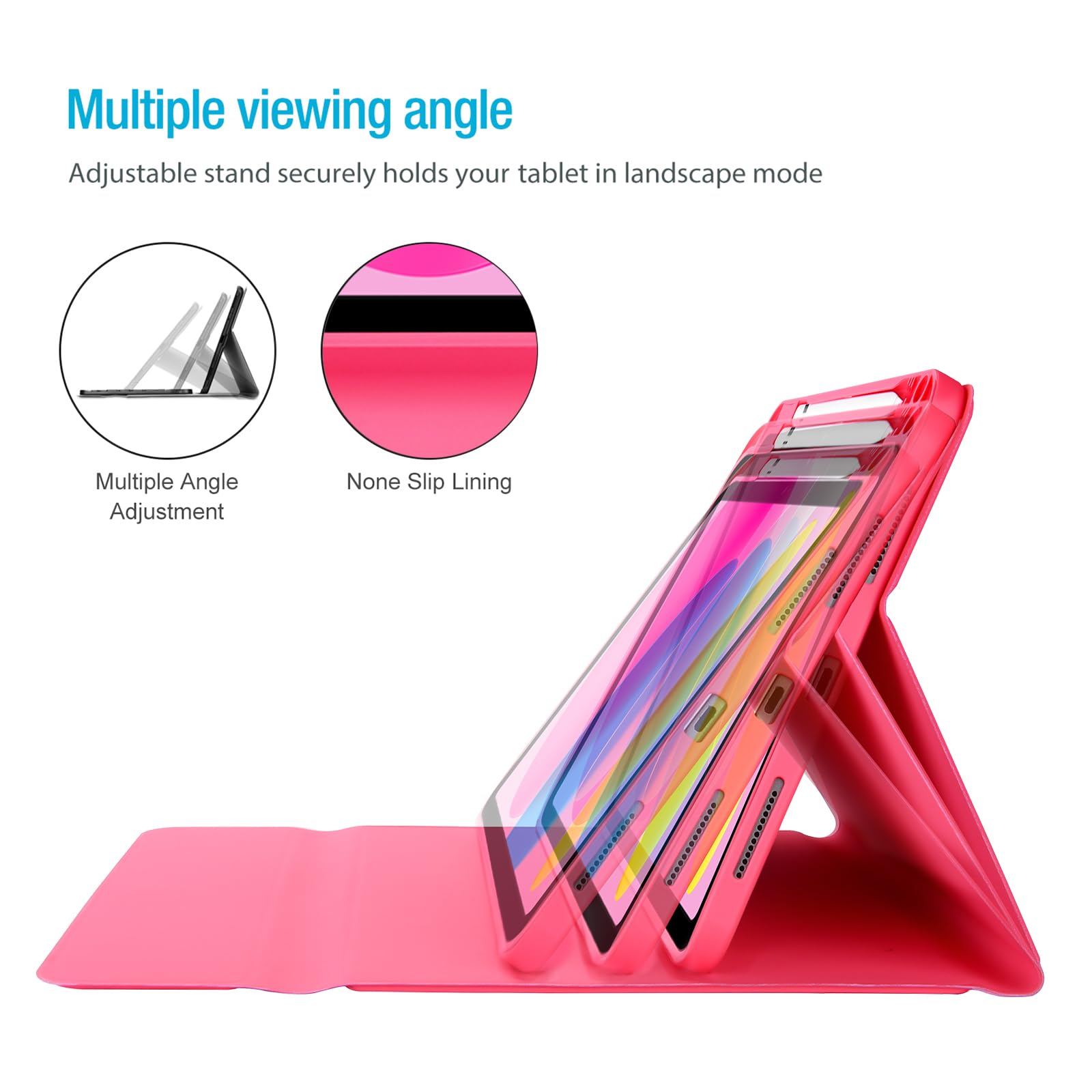 Procase Case With Keyboard For Ipad 10Th Generation 10.9 Inch 2022, Pu Leather Case With Magnetically Detachable Wireless Keyboa