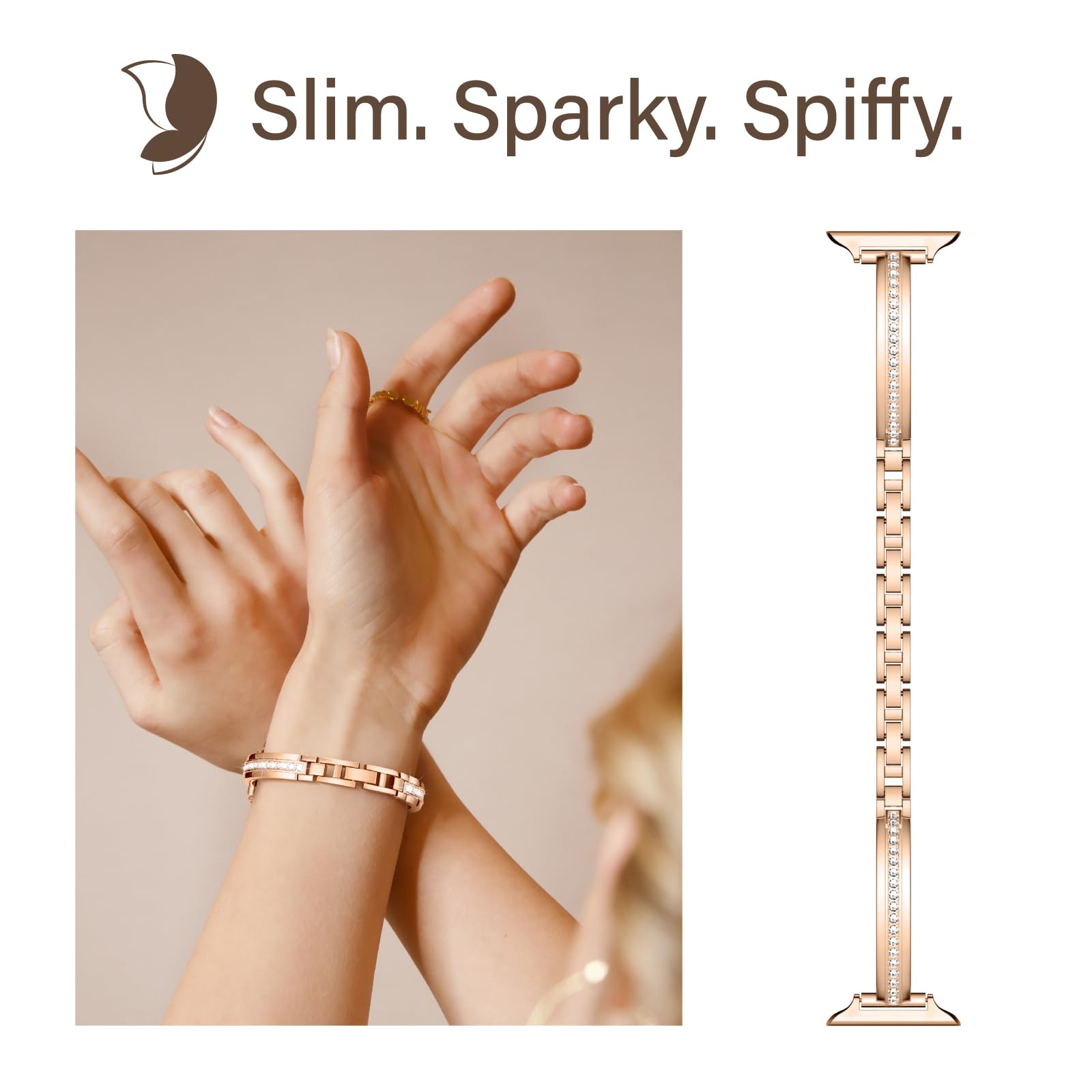 Missair Bands Compatible With Apple Watch Band 38Mm 40Mm 41Mm 42Mm 44Mm 45Mm 46Mm 49Mm For Women Girl, Slim Metal Dressy Jewelry