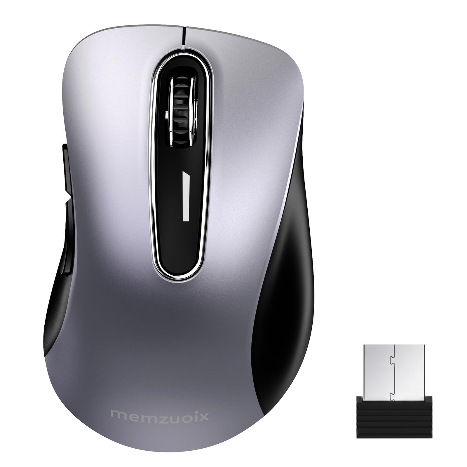 Memzuoix 2.4G Wireless Mouse, 1400 Dpi Mobile Optical Cordless Mouse With Usb Receiver, Portable Computer Mice Wireless Mouse For Laptop, Pc, Desktop, Macbook, 5 Buttons (Gunmetal)