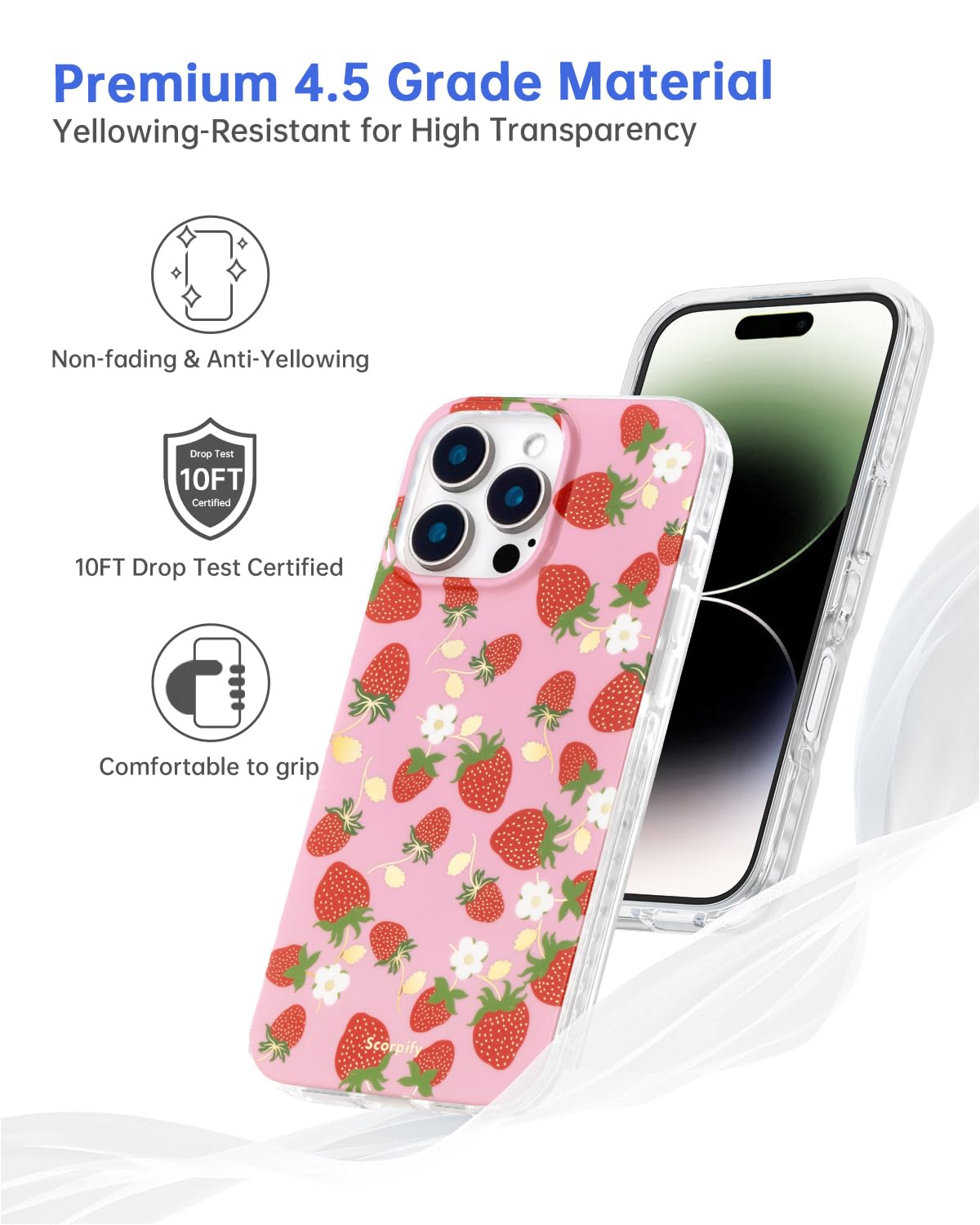 Scorpify For Iphone 16 Pro Max Case [Compatible With Magsafe] With Strawberry Party Fruit Design, Cute Floral Magnetic Phone Cov