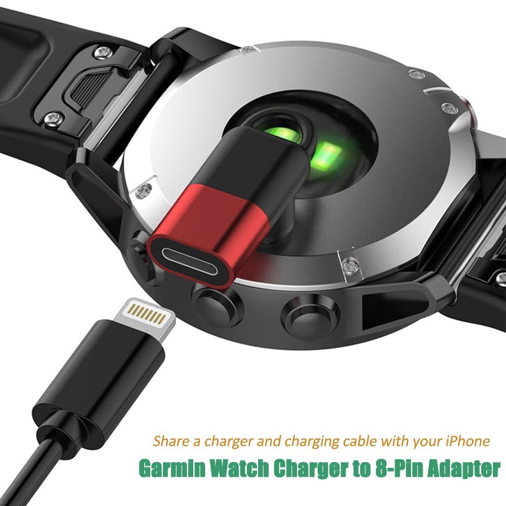 Garmin Watch Charger To 8 Pin Adapter 90 Degrees, Compatible With Garmin Fenix 7/7S/7X/6S/6/6X/5S/5/5X, Instinct 1/2/2S/Tide/Tactical, Forerunner, Vivomove,Vivoactive,Venu Series And More