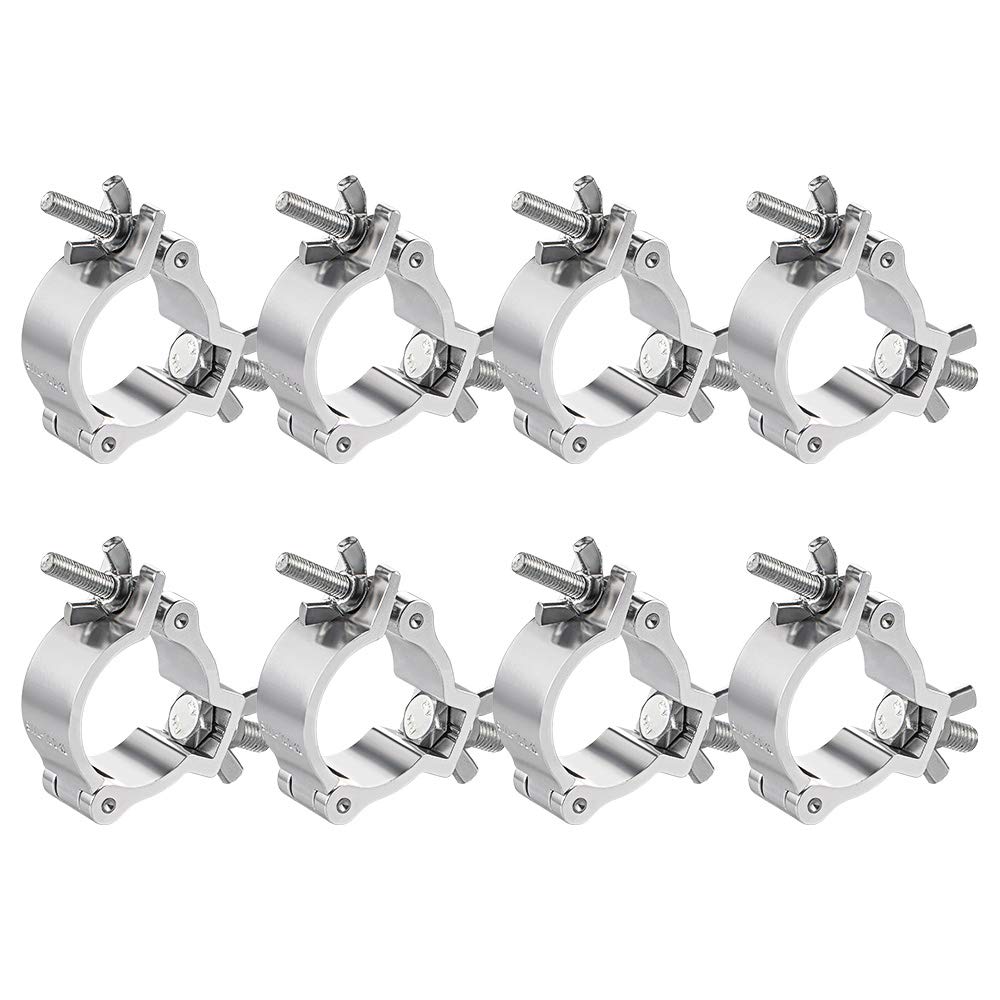 WorldLite Aluminum Light Clamps - 8PCS Heavy Duty 220lb LED Par Light Moving Head Beam Spot Truss O Clamp, Fit for 48-52mm OD Tu