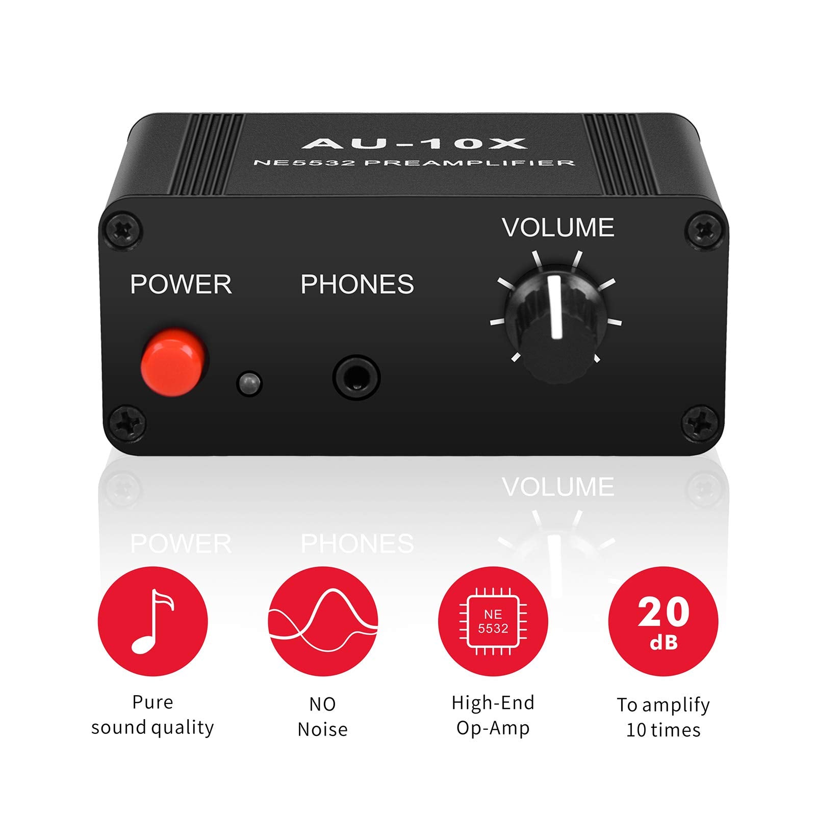 Atnedcvh Mini Small Stereo Audio Preamplifier, Headphone Amplifier, Gain 20Db Phono Turntable Phonograph Preamp, Dual Op Amp Ne5