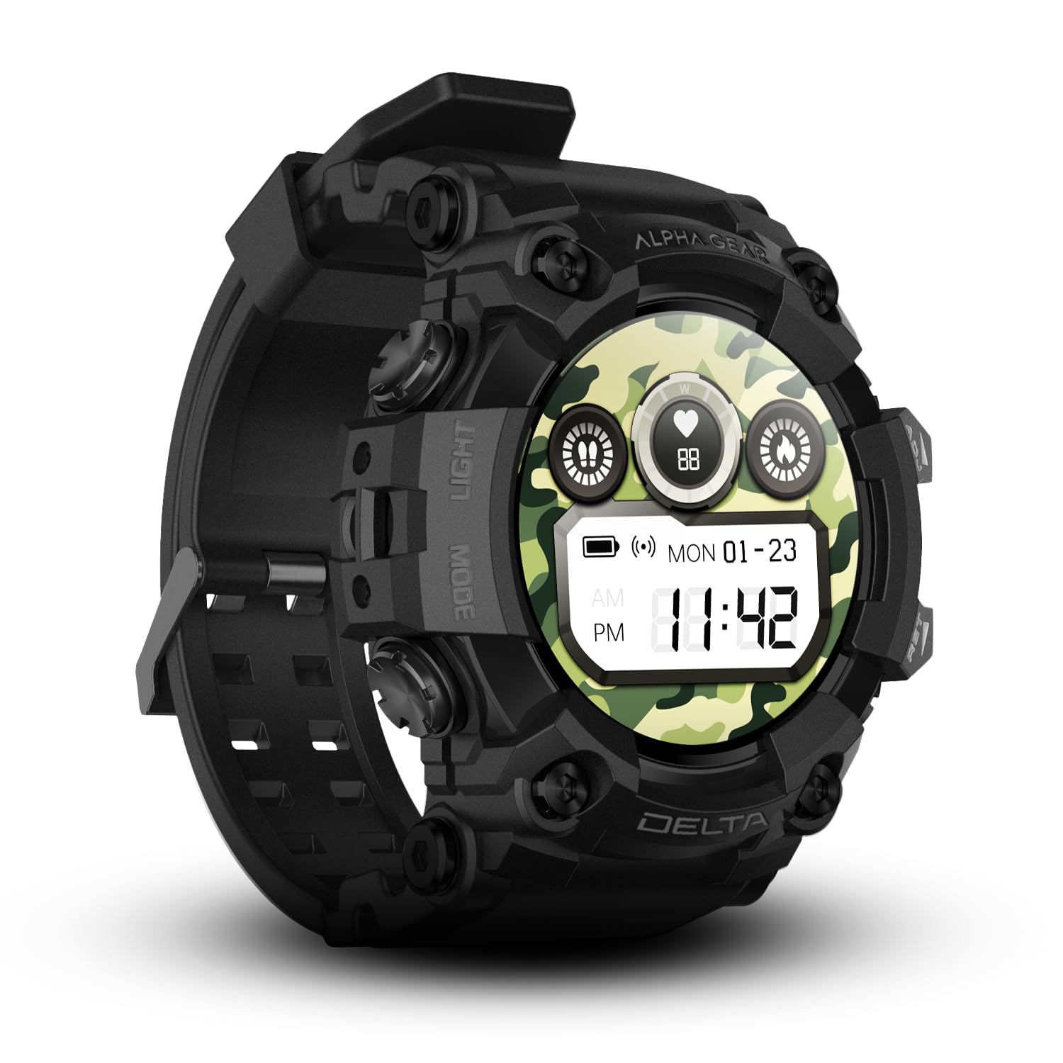 Alphagear Delta Smartwatch For Men, Military Smart Watch, Sports Fitness Tracker Watch With 1.45  Hd Screen, 14 Days Battery, Fo