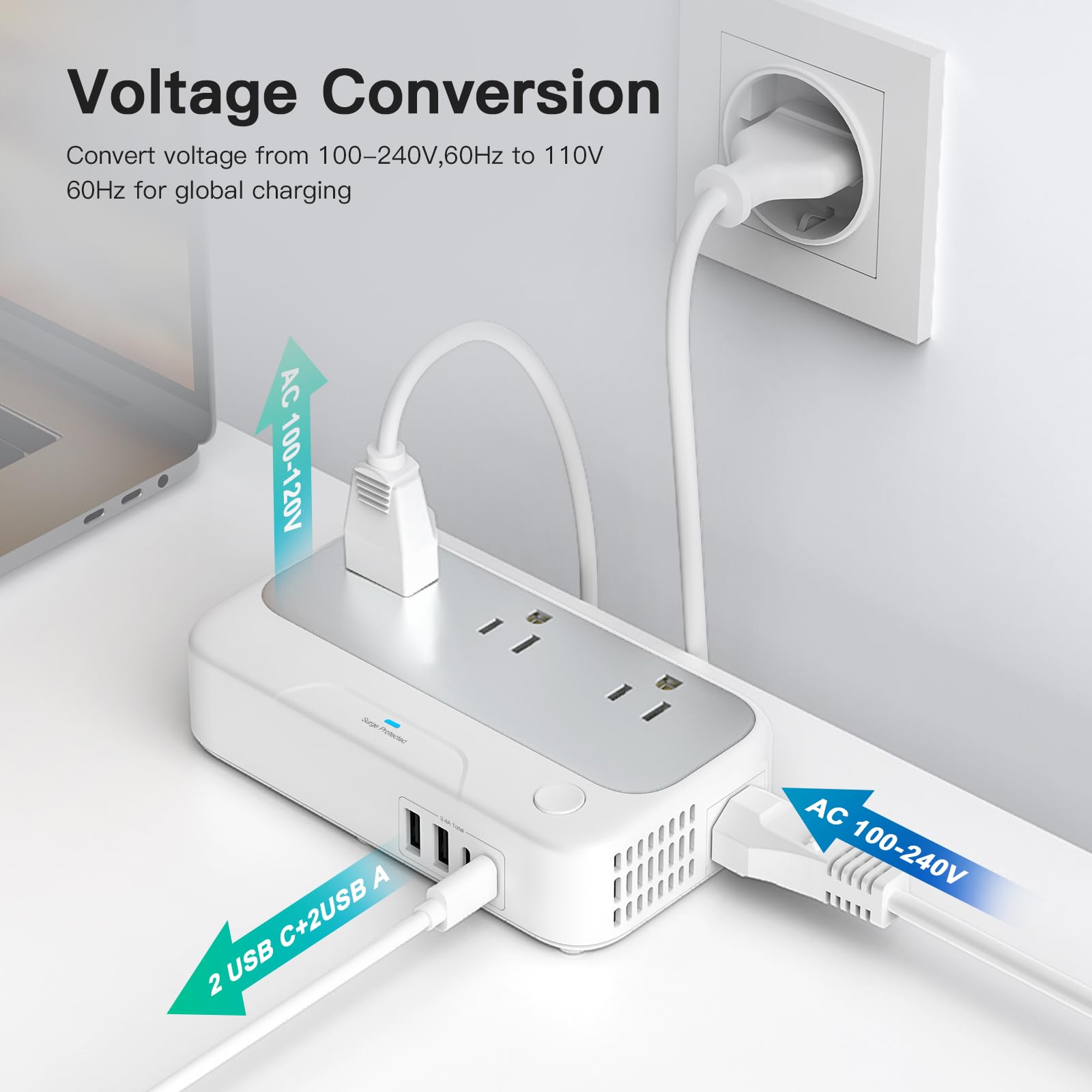 Universal Voltage Converter Us To Europe, 220V To 110V Power Travel Converter Combo, 250W Step Down European Adapter 220 To 110