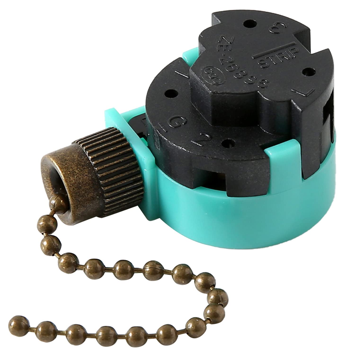 Akahttbn Ceiling Fan Switch ZE-268S6 3 Speed 4 Wire Bronze Zing Ear For Ceiling Light Fans Lamps and Wall Lights Pull Chain Swit