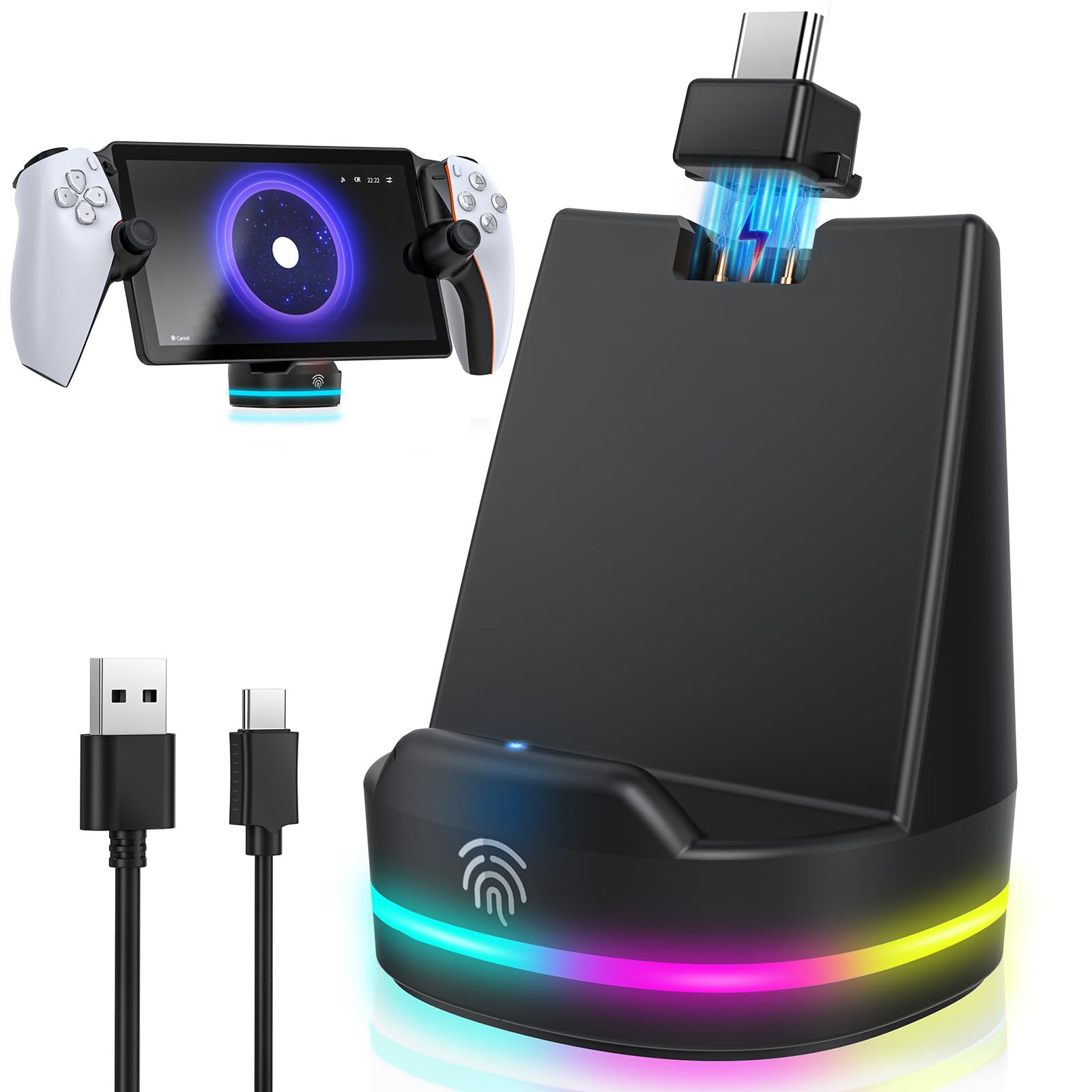Magnetic Charging Dock for PlayStation Portal Remote Player - Case Friendly Charging Station for PS5 Portal Accessories with 12