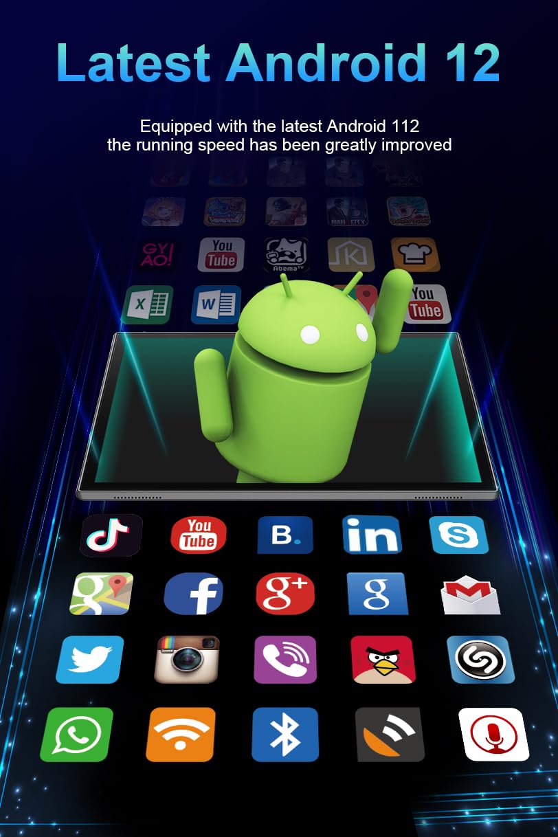 Tablet 10 Inch Android Tablet Pc, 10.1'' Touch Screen Quad Core Processor 4Gb Ram 32Gb Rom 2Mp+8Mp Dual Camera,Wifi Bluetooth 1T