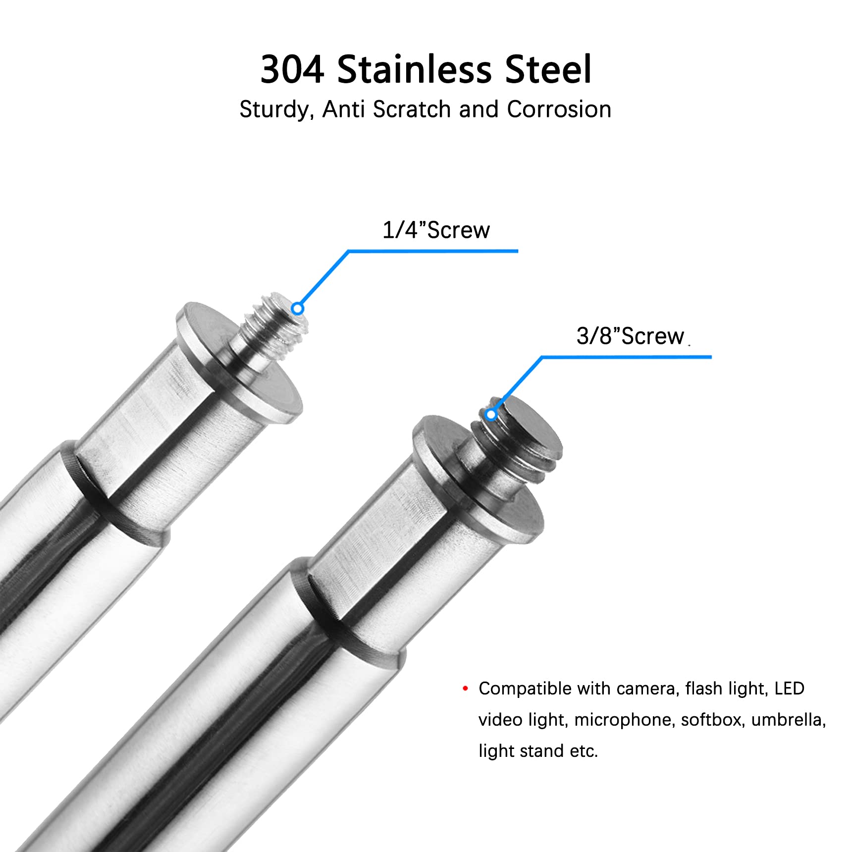 Selens 49 Inch Extension Grip Crossbar Arm With 1/4'' & 3/8'' Screw Thread For C Stand Reflector Flags And Other Studio Video Ph