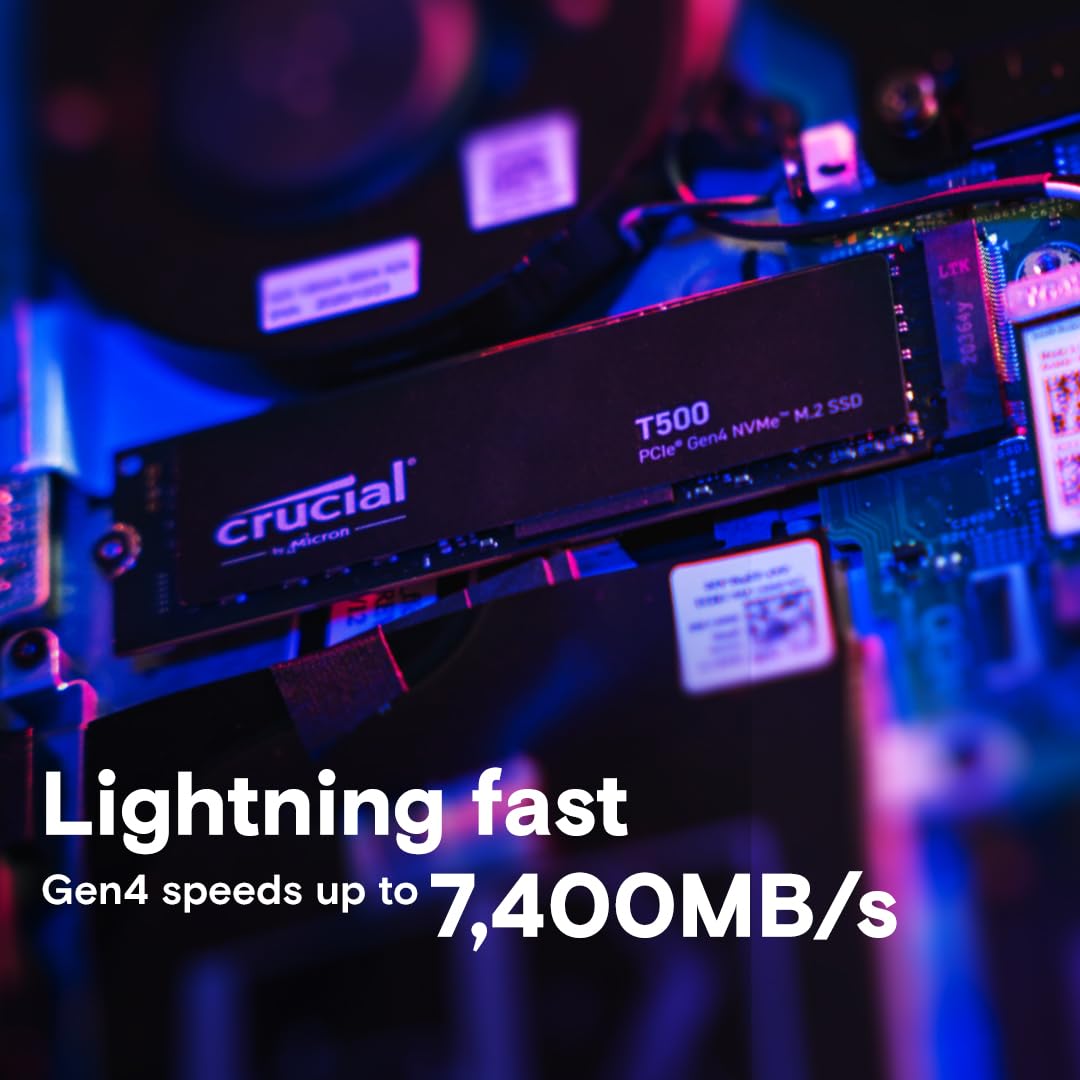 Crucial T500 4Tb Gen4 Nvme M.2 Internal Gaming Ssd, Up To 7000Mb/S, Laptop & Desktop Compatible + 1Mo Adobe Cc All Apps   Ct4000