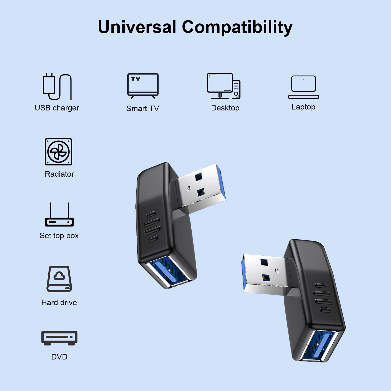 Oxsubor Usb 3.0 Adapter 90 Degree Male To Female Coupler Connector Plug Left Angle And Right Angle