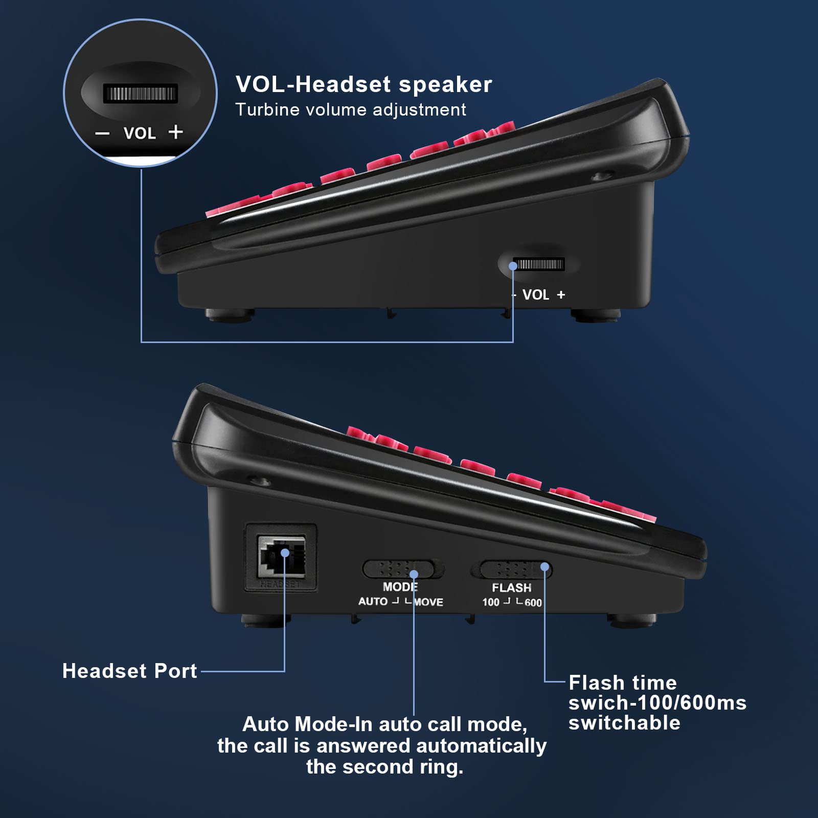 Agptek Corded Telephone With Headset & Dialpad For House Call Center Office   Noise Cancellation