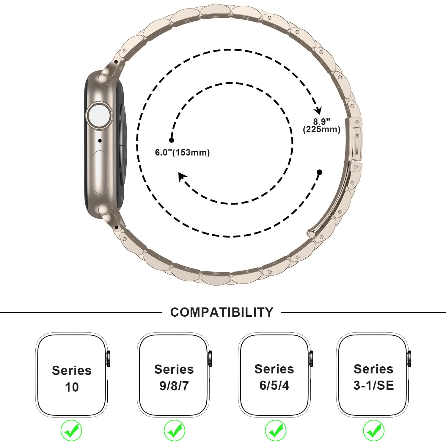 Anlinser Metal Bands Compatible With Apple Watch Band 41Mm 40Mm 38Mm For Women Men, Stainless Steel Replacement Strap Compatible