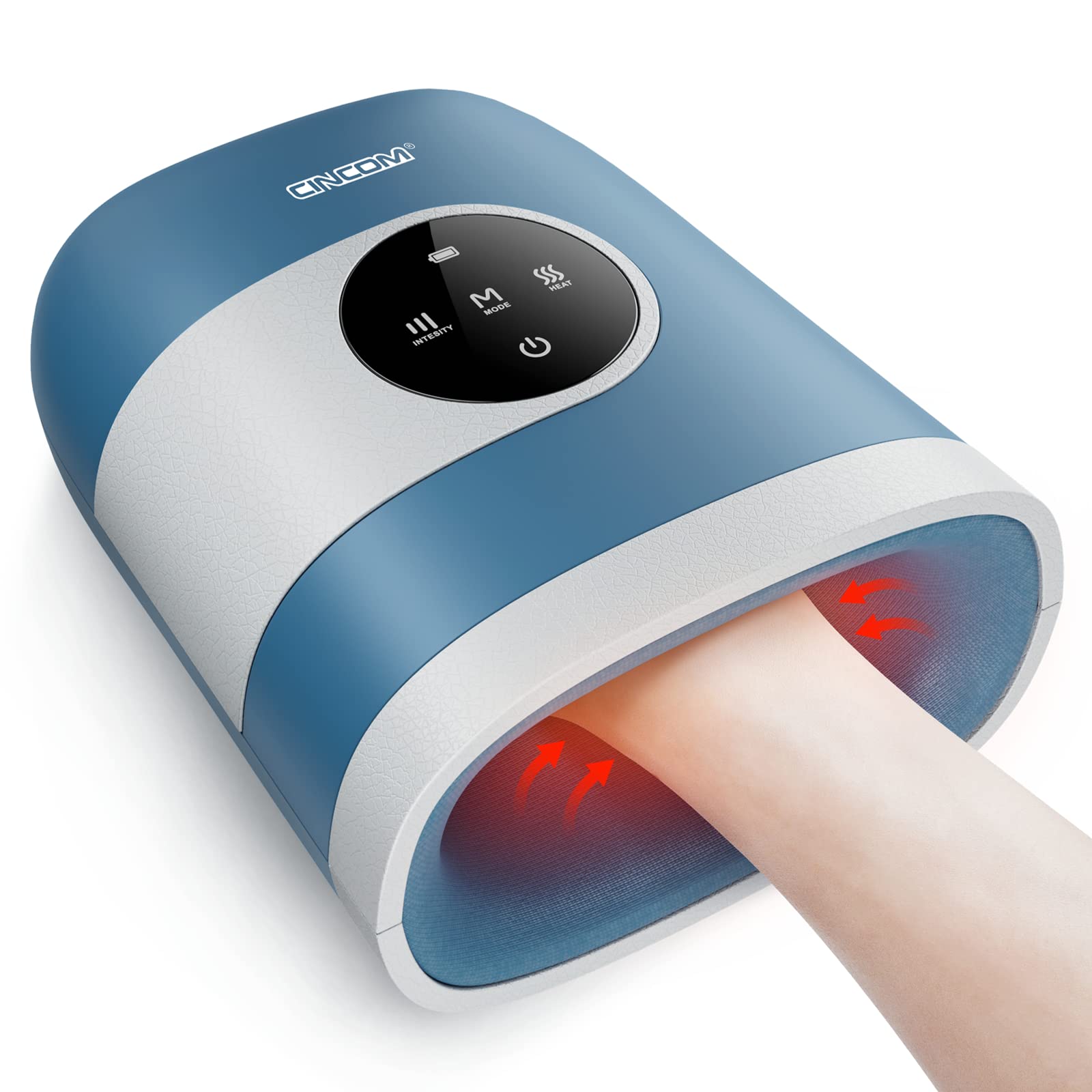 CINCOM Upgraded Hand Massager with Heat and Compression for Arthritis and Carpal Tunnel - Cordless & Rechargeable, Gifts for Wom