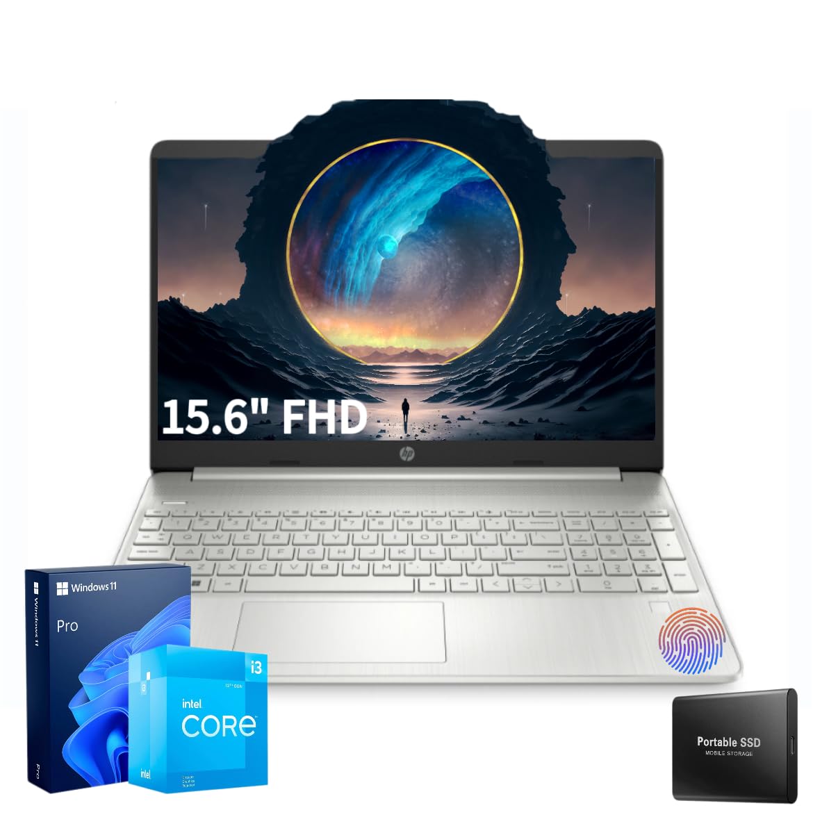 Hp 2024 Newest Laptop | Core I3 1215U 6 Core Processor | Fingerprint Reader | Windows 11 Pro | 15.6'' Fhd (1920X1080) Display, 1