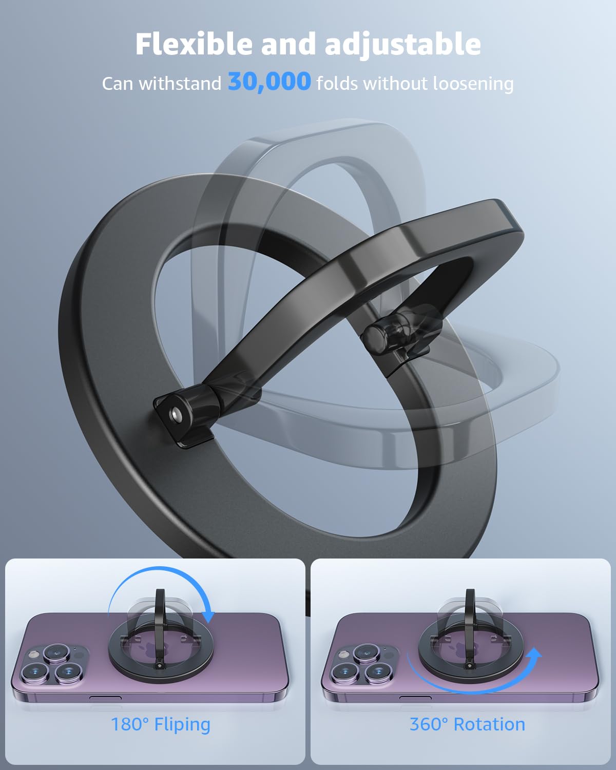 Superone For Magsafe Phone Grip, Adjustable Magnetic Phone Ring Holder Removable Finger Phone Ring Kickstand Compatible With Mag