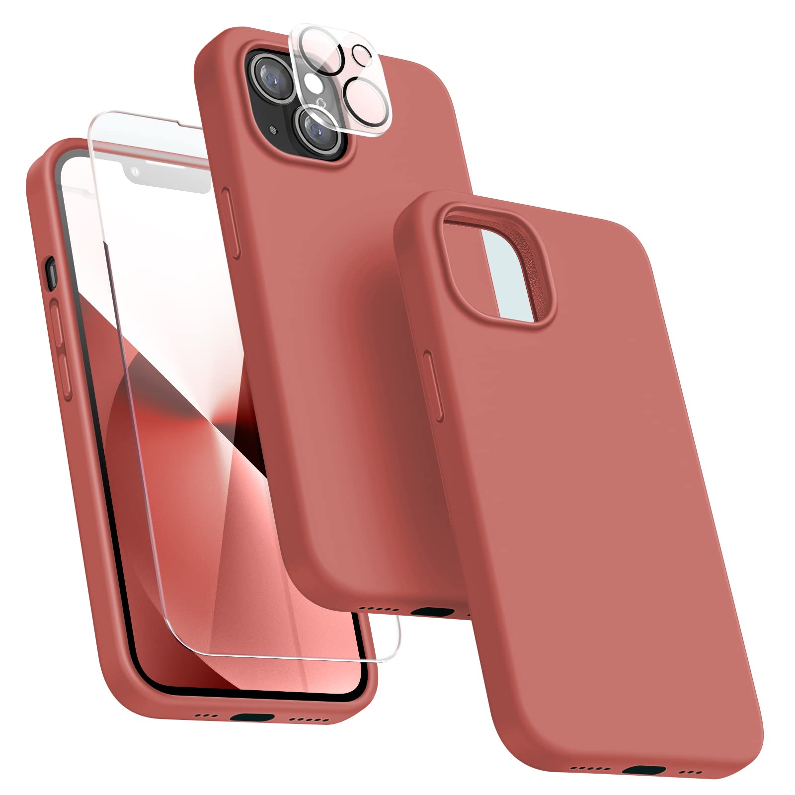 Dssairo [5 In 1] Designed For Iphone 13 Case, With 2 Pack Screen Protector + 2 Pack Camera Lens Protector, Liquid Silicone Ultra