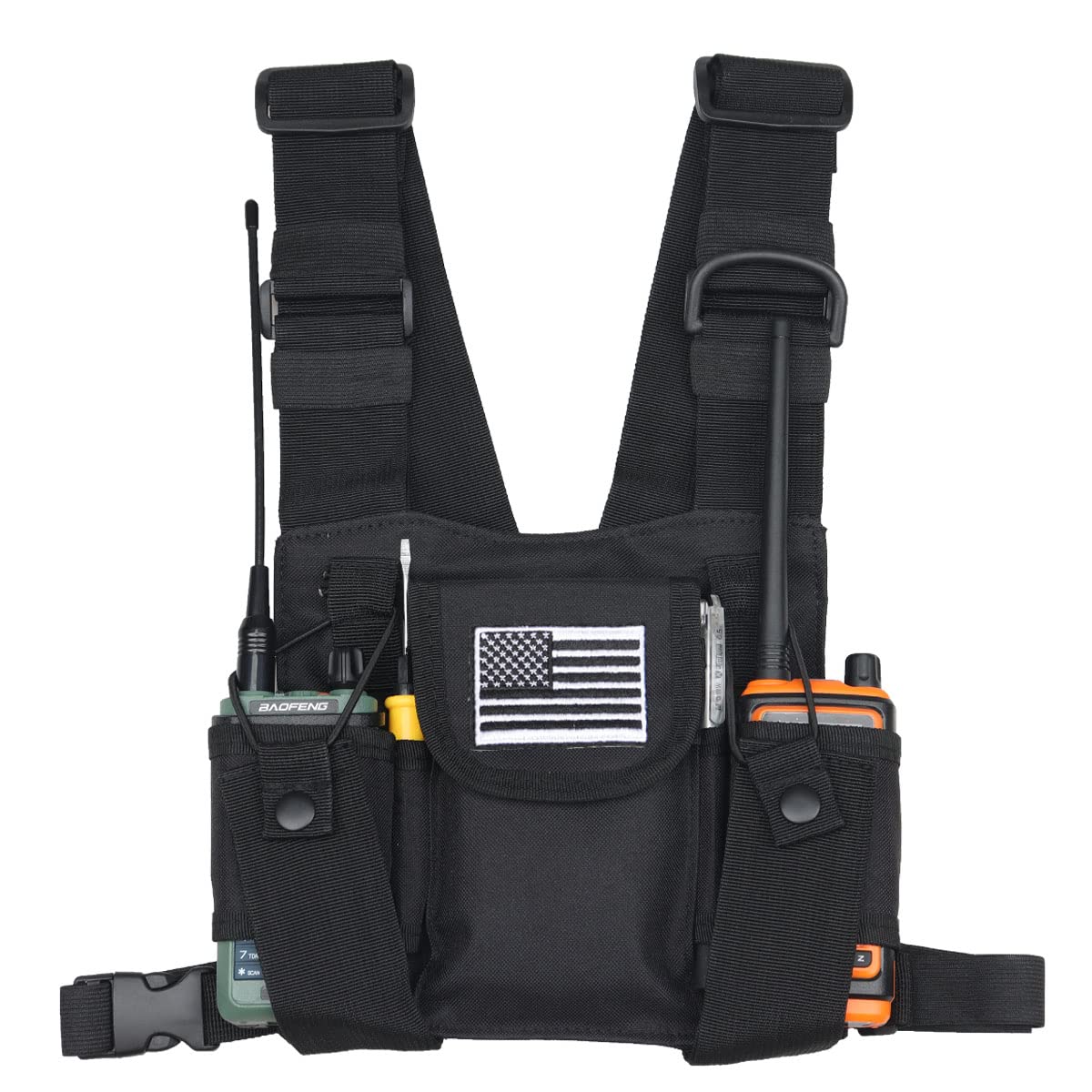 Mangema Radio Shoulder Holster Chest Harness Holder Vest Rig For Universal Two Way Radio Chest Front Pack Pouch Walkie Talkie Ca