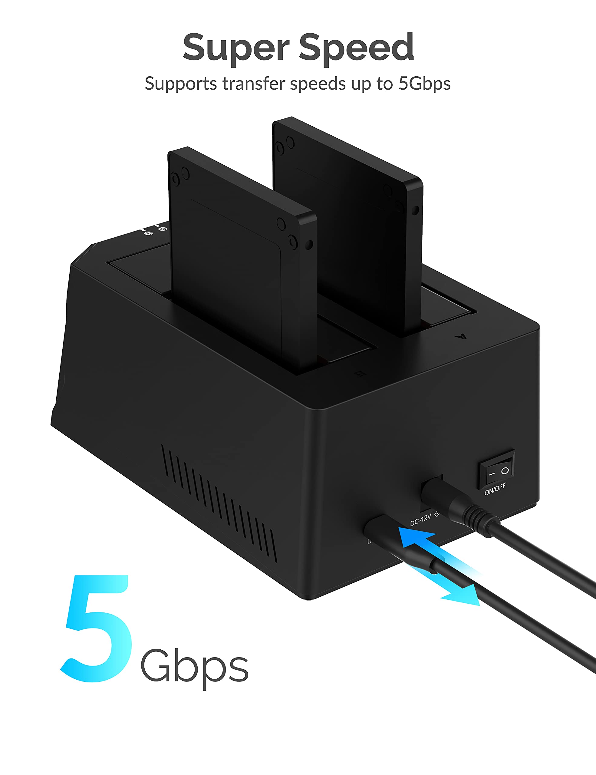 Sabrent Usb Type C Sata 2.5    & 3.5    Dual Bay Hard Drive Docking Station | Offline Cloning | Up To 5Gbps | Tool Free Installa