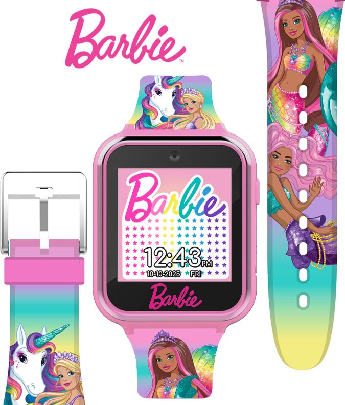 Barbie Kids Smartwatch - Interactive Fun With 10 Watch Faces, Camera, Games, Alarm, Step Tracker & More - Stylish Gift For Girls