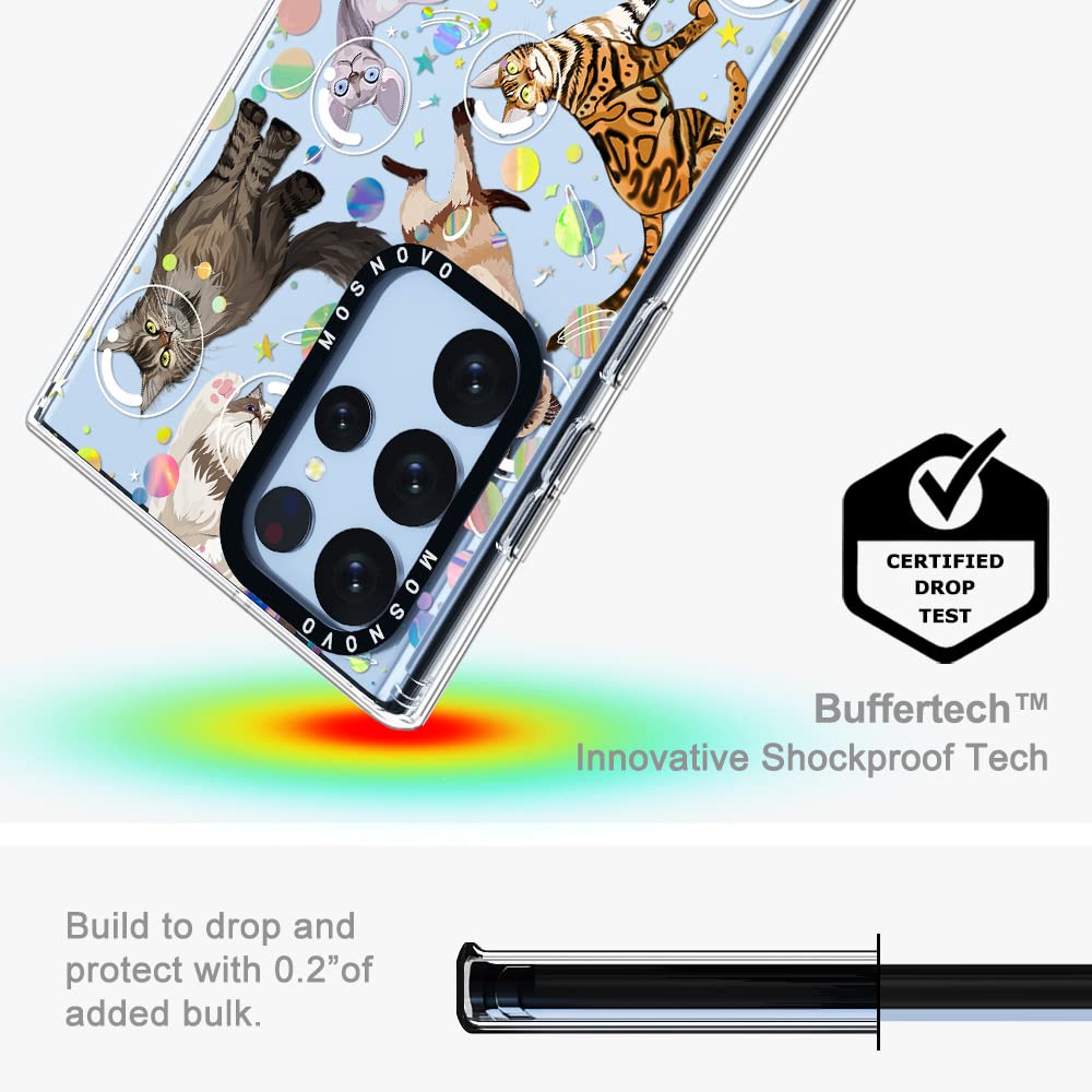MOSNOVO Shockproof Phone Case Buffertech 6.6ft Drop for Samsung Galaxy S22 Ultra Space Cat Plastic