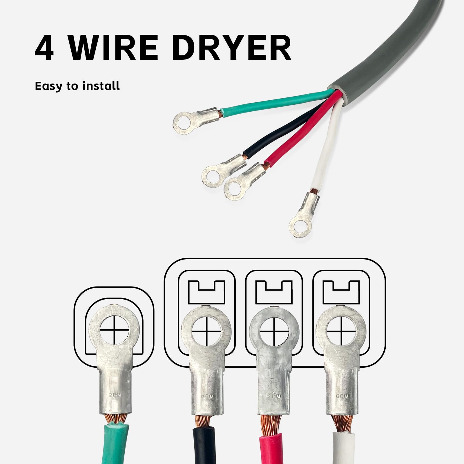 Greatide 4 Prong Dryer Cord, 10 Ft 10/4 Srdt, 30 Amp Appliance Extension Power Cord, Nema 14 30, Grey