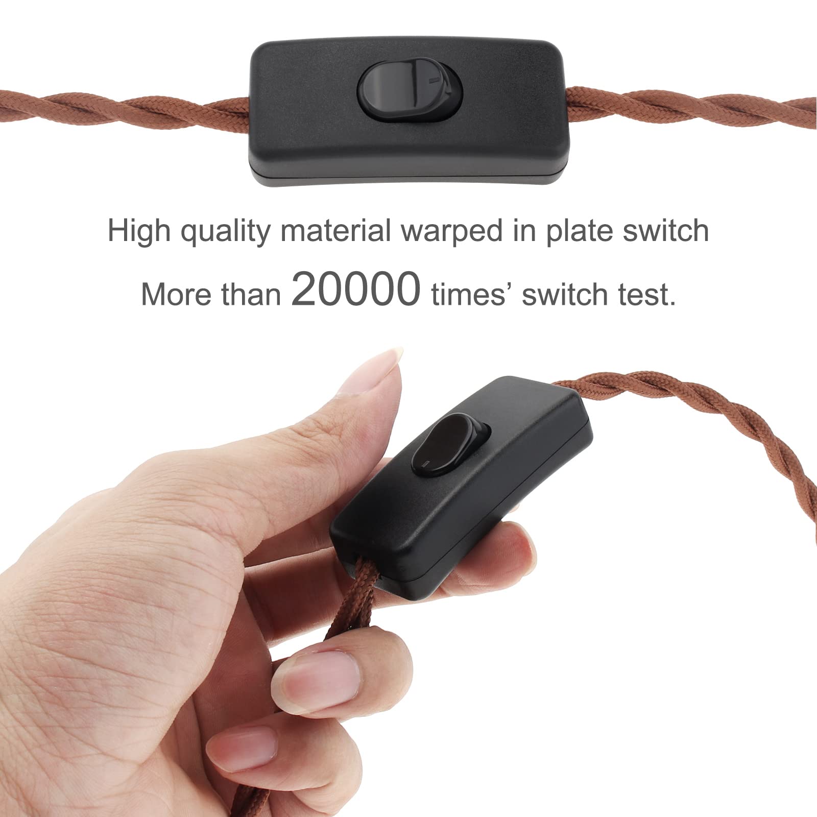 Rtnlit 16.4Ft Twisted Cloth Covered Lamp Cord With Switch Button And Molded Plug,18 Gauge Fabric Electrical Cord, Stripped Ends