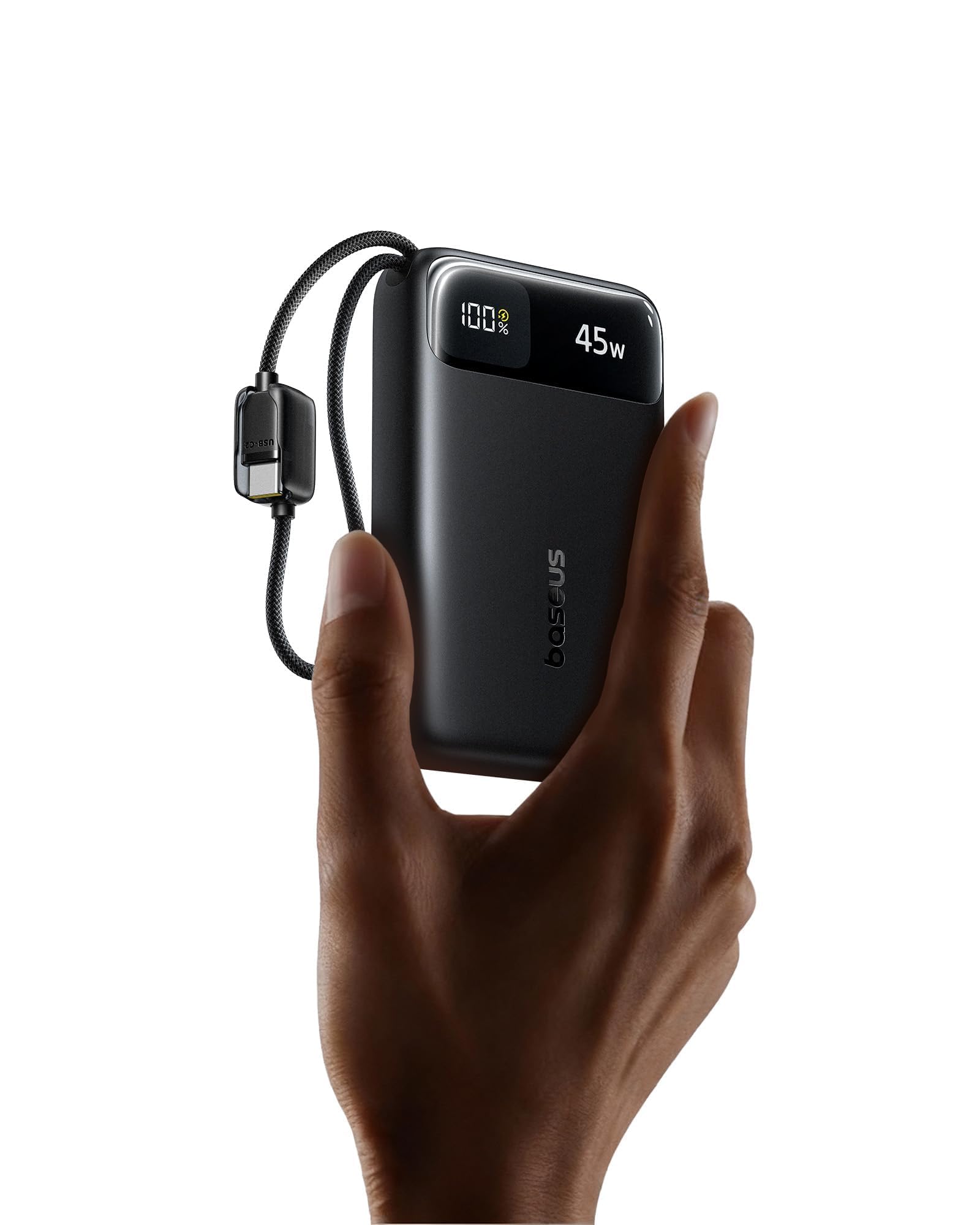 Baseus 20000mAh Compact Portable Charger 45W, CCC Certified Power Bank Builtin USBC Cables, Travel Essential PD Fast Charging 