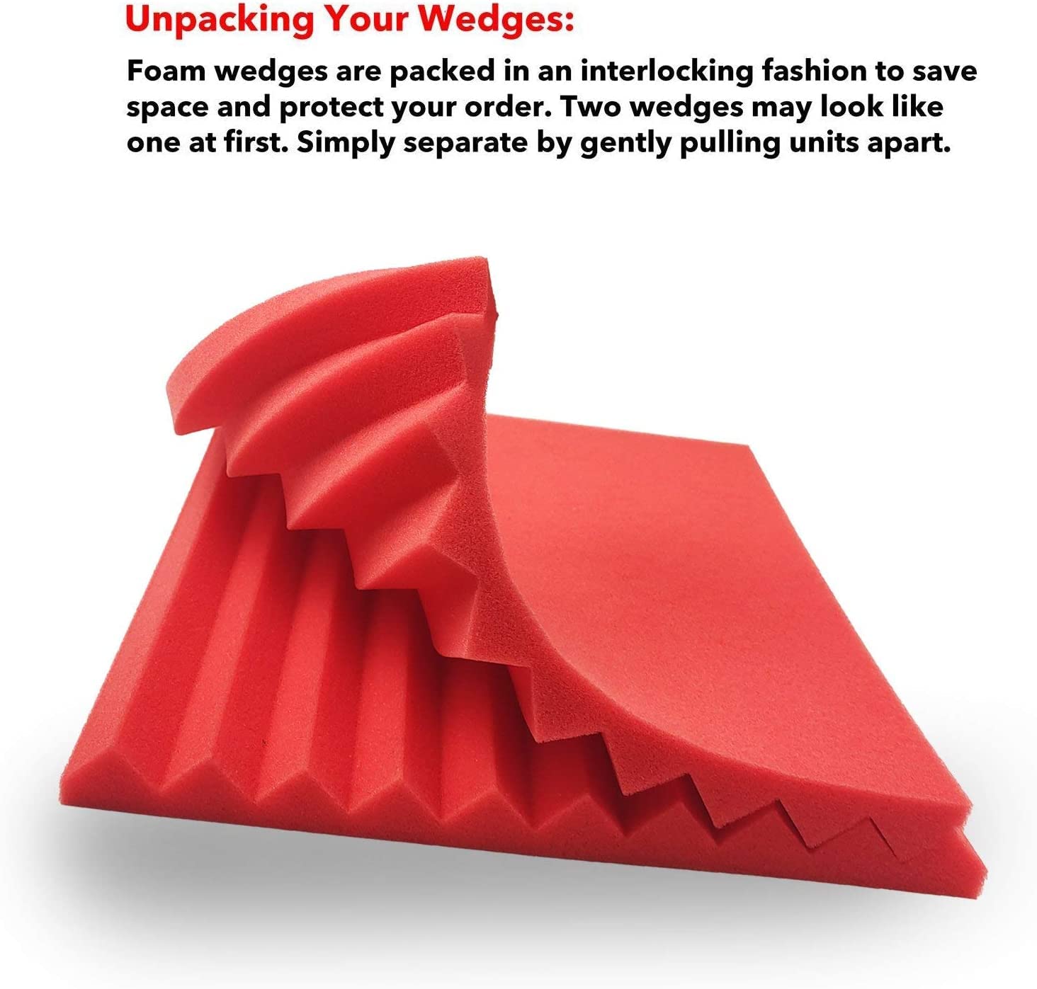 Jber 12 Pack Acoustic Foam Panels, 1'' X 12'' X 12'' Studio Soundproof Wedge Shaped Fireproof Soundproof Liner Acoustic Treatmen