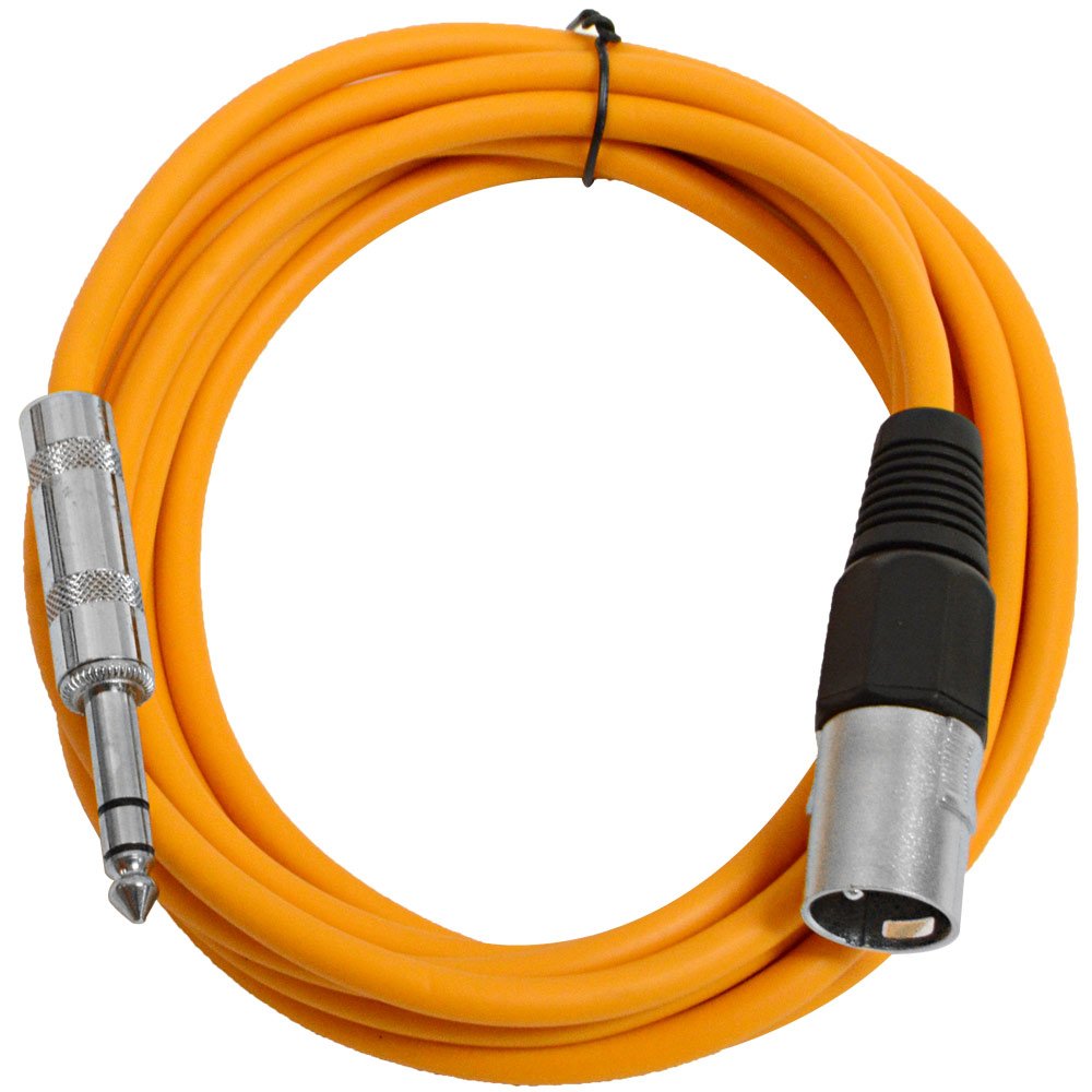 Seismic Audio - SATRXL-M10 - Orange 10 XLR Male to 1/4 TRS Patch Cable