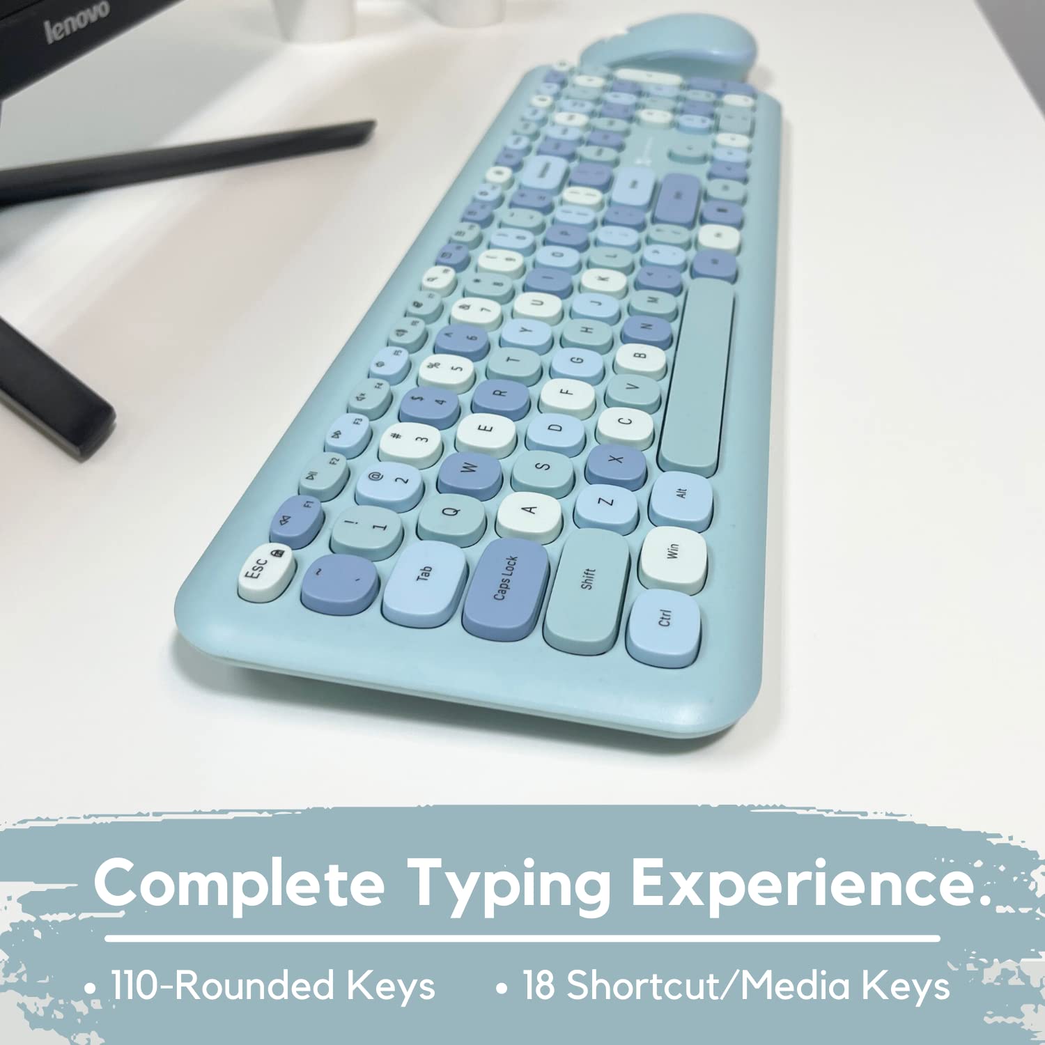 X9 Cute Keyboard And Mouse Combo   Transform Your Space With A Colorful Blue Wireless Keyboard And Mouse Retro Set (110 Keys And 18 Shortcuts)   Aesthetic Keyboard For Pc Computer, Laptop