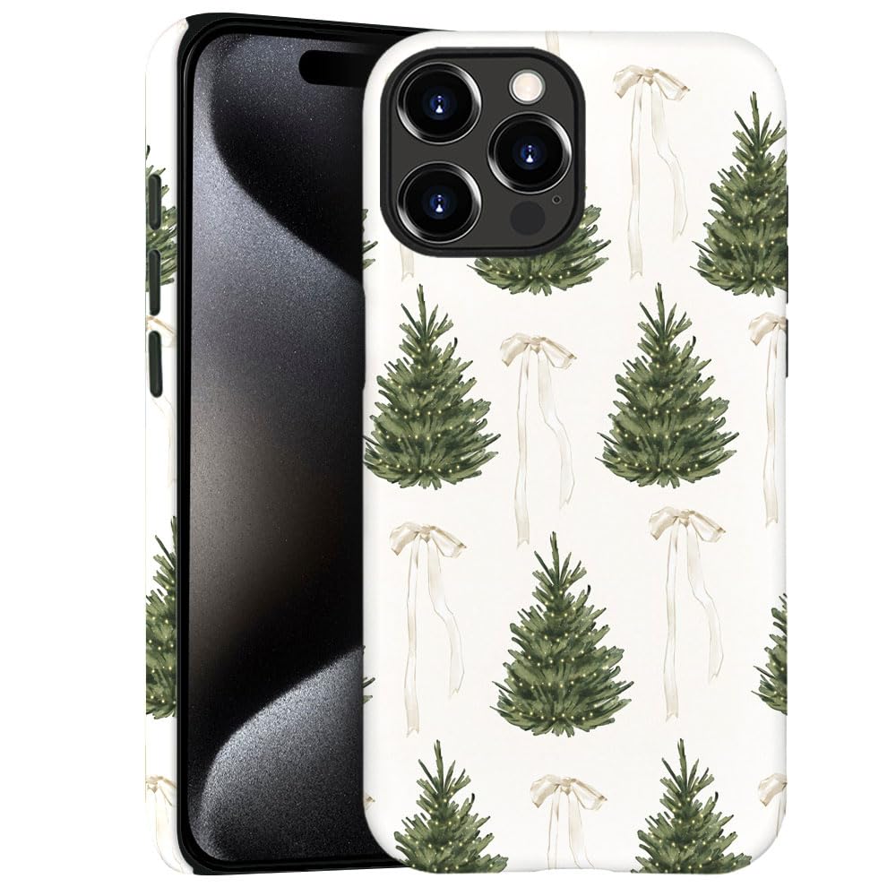 Case for iPhone 14 Pro Max - Slim Fit Anti-Scratch Phone Case for Girl Women - Christmas Tree Green Pattern (Frosted)