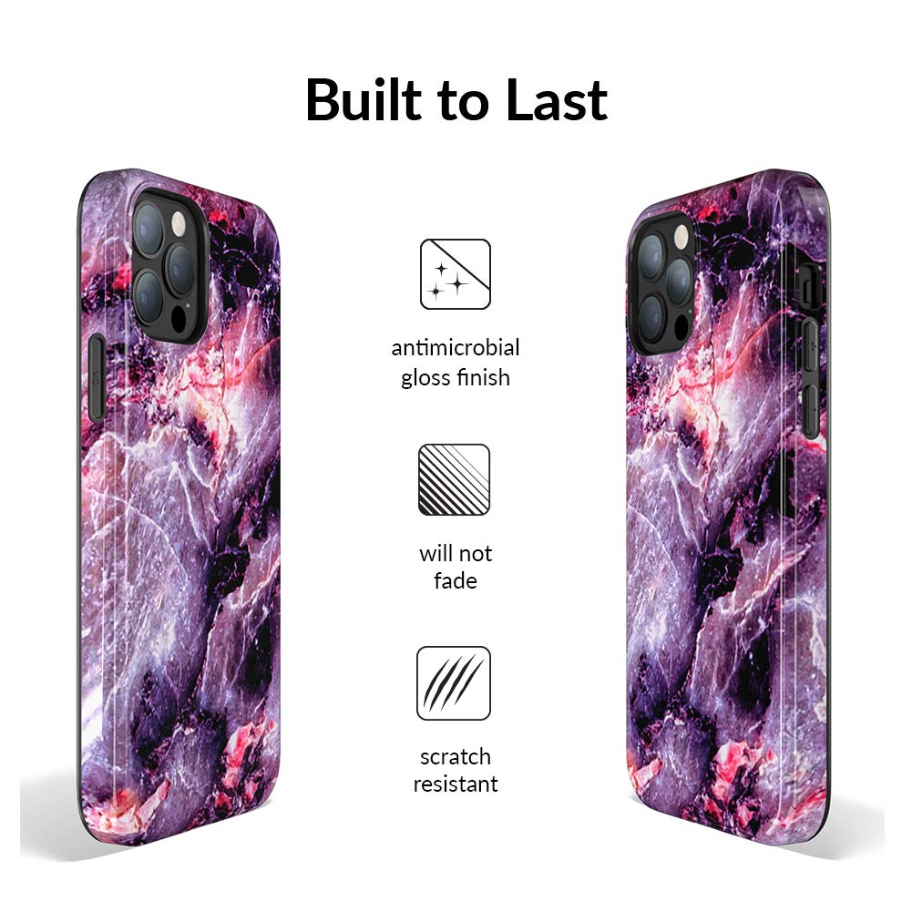 Velvet Caviar iPhone 12/12 Pro Phone Case 8ft Drop Tested Microfiber Lining Polycarbonate Purple Stone