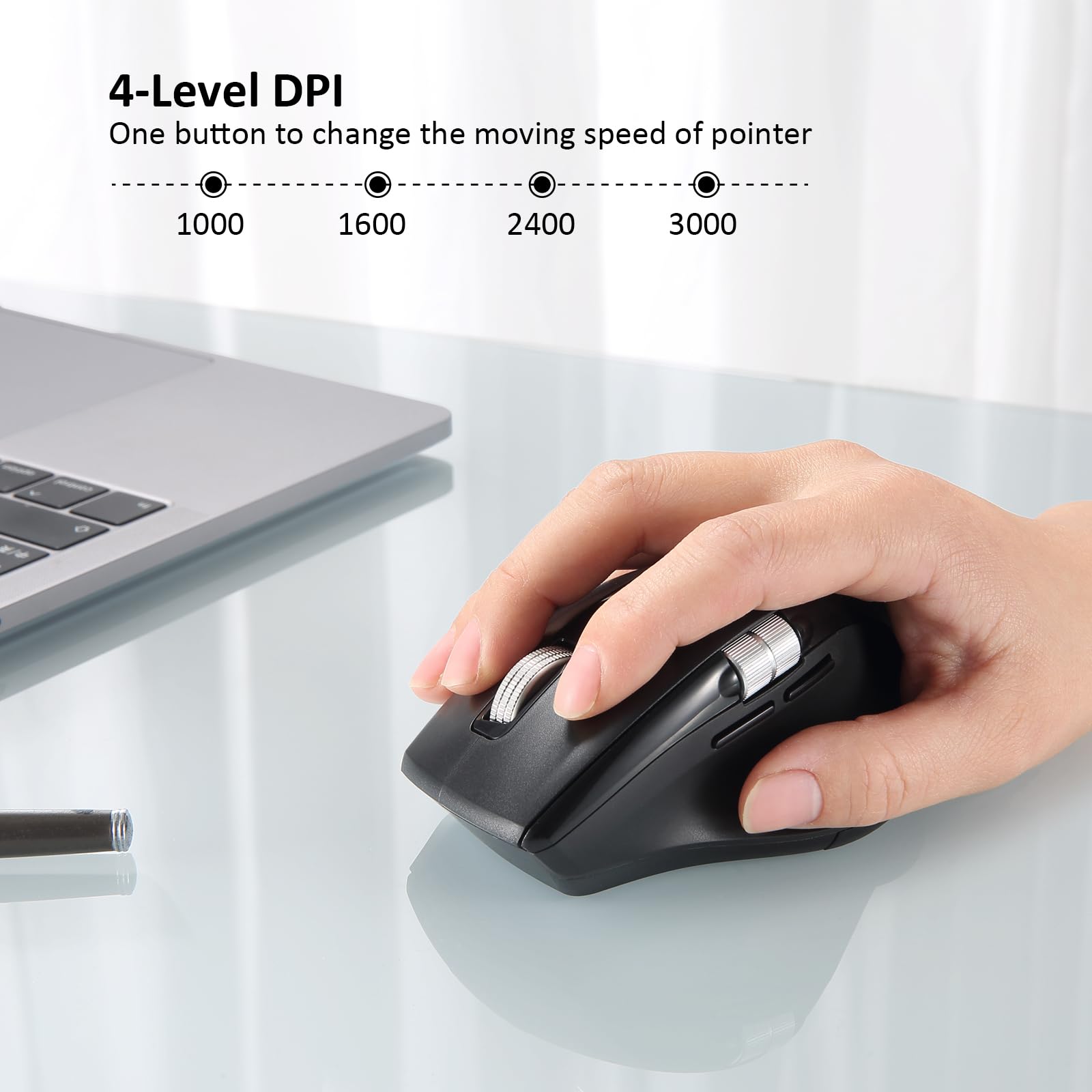 Infinmind Wireless Bluetooth Mouse With Smart Flying Scroll,Side Thumb Scroll Ergonomic Mice,Silent Multi Device Mouse For Compu