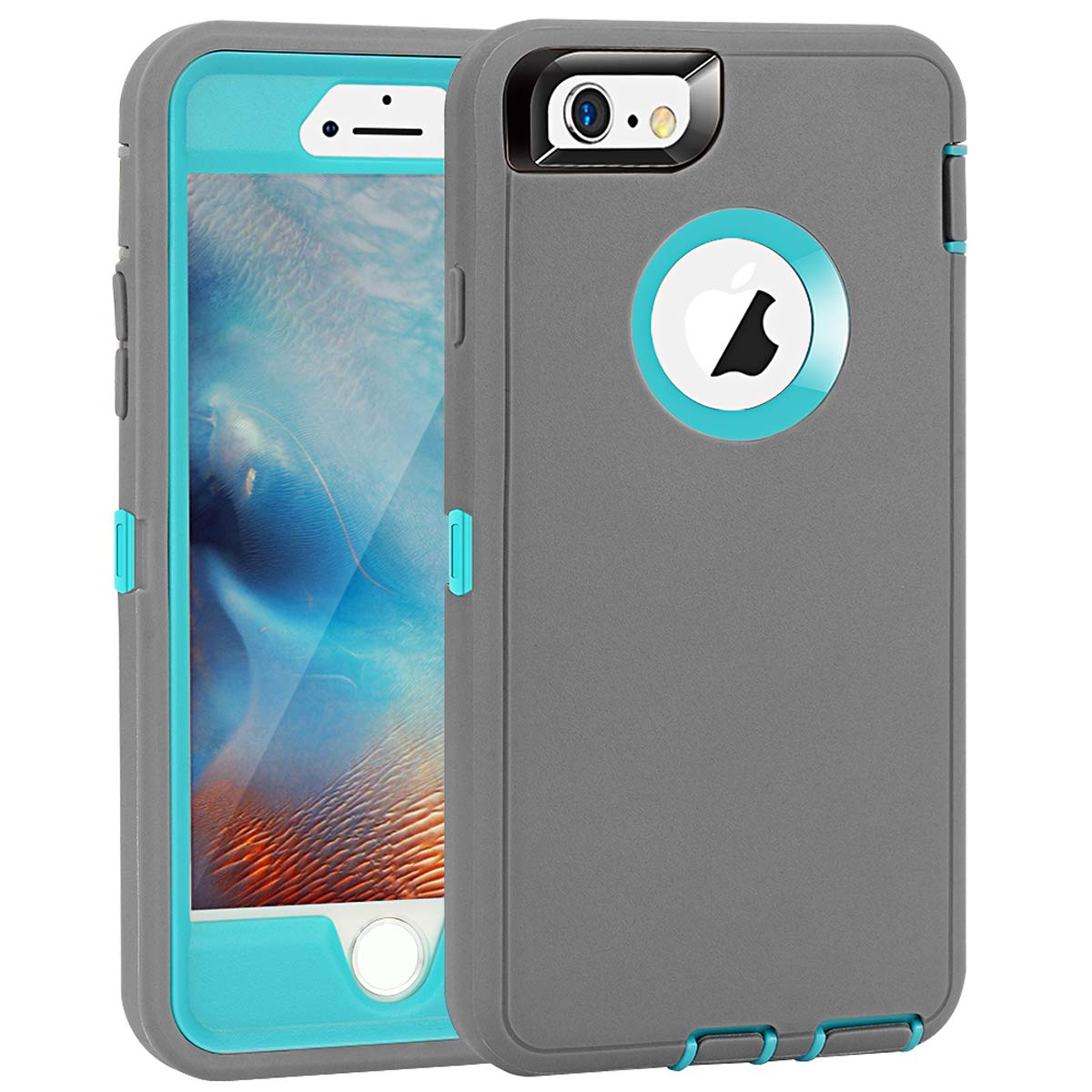 MAXCURY for iPhone 6 Case iPhone 6s Case Heavy Duty Shockproof 3 in 1 Soft Silicone Rubber + Hard PC Bumper Cove with Built-in P