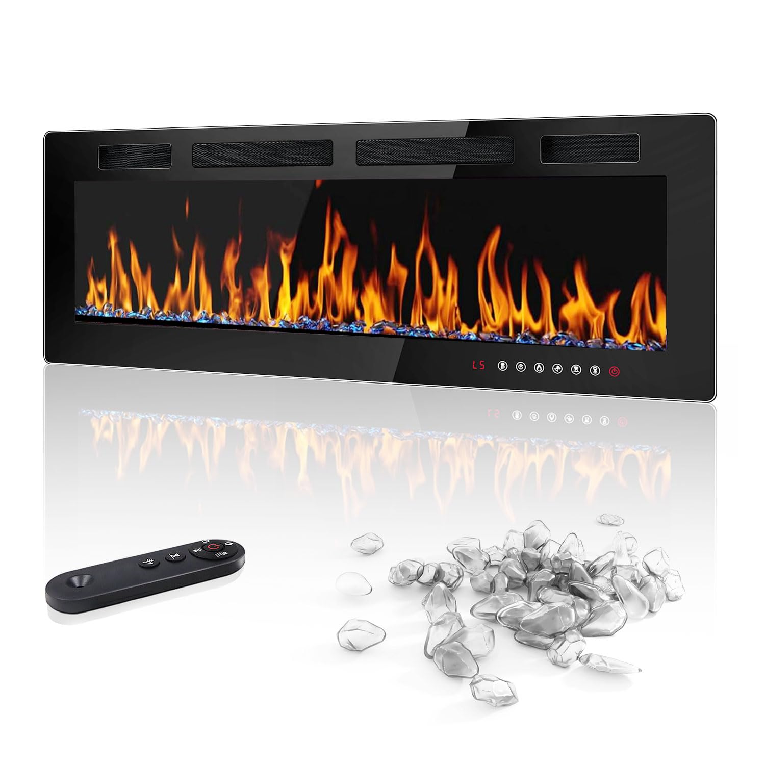 Lemberi 42 Inch Electric Fireplace Recessed And Wall Mounted,750/1500W Fireplace Heater And Linear Fireplace With Touch Screen C