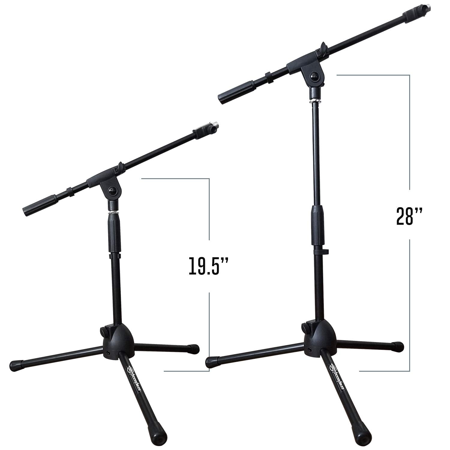 Axcessables Low-Profile Microphone Tripod Stand With Boom Arm | Adjustable Height Short Floor Mic Stand With Boom | Kick Drum Mi