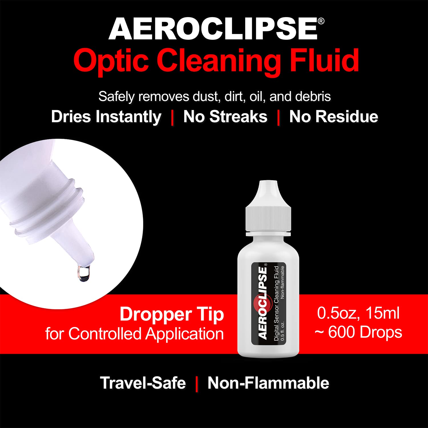 Aeroclipse Optic Cleaning Fluid   Non Flammable Camera Lens Cleaner And Digital Sensor Cleaning Solution For Coated Lenses, Tele